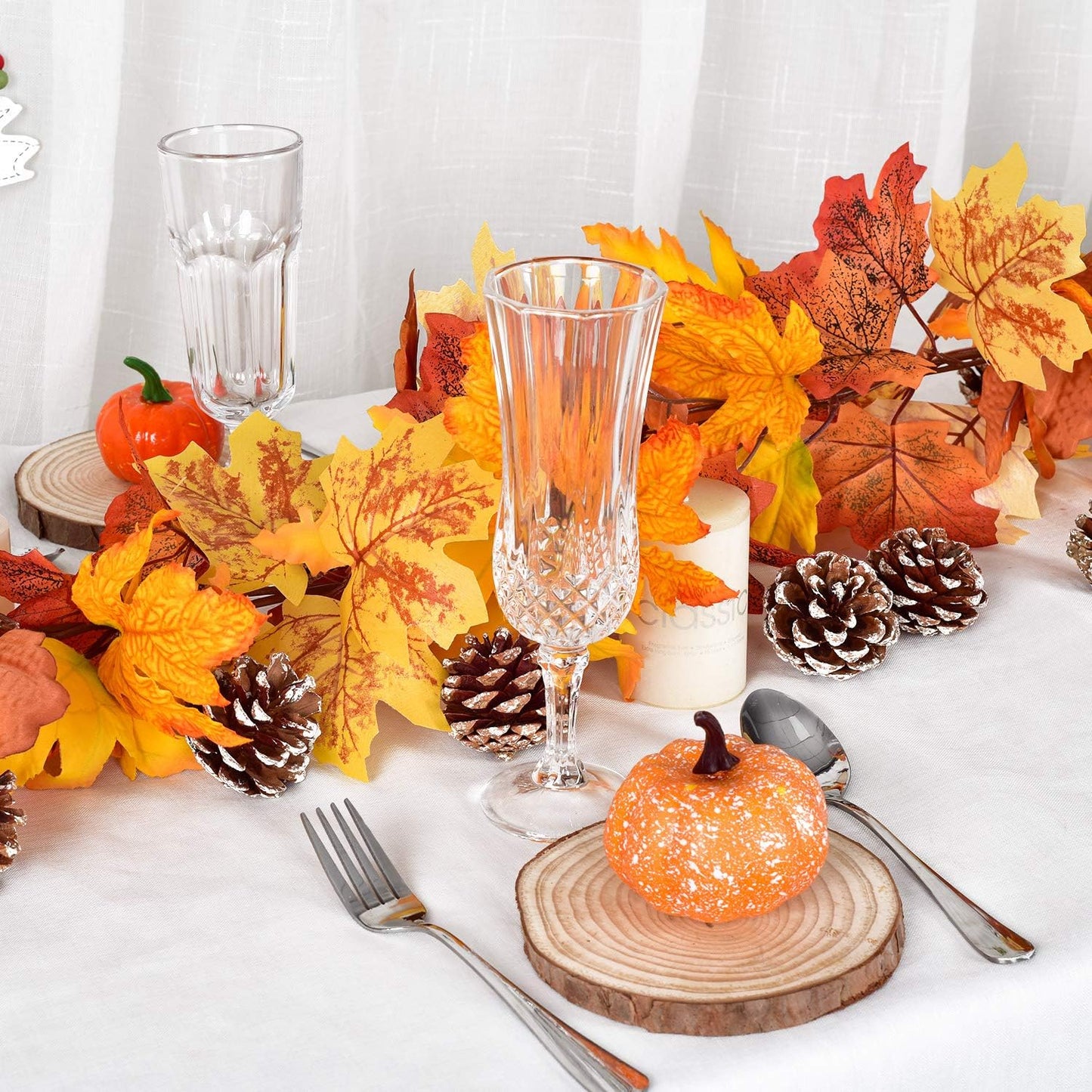 Lvydec 2 Pack Maple Leaves Fall Garland Clearance - 5.8ft/Strand Artificial Fall Foliage Garland Colorful Autumn Decoration for Home Wedding Party Thanksgiving