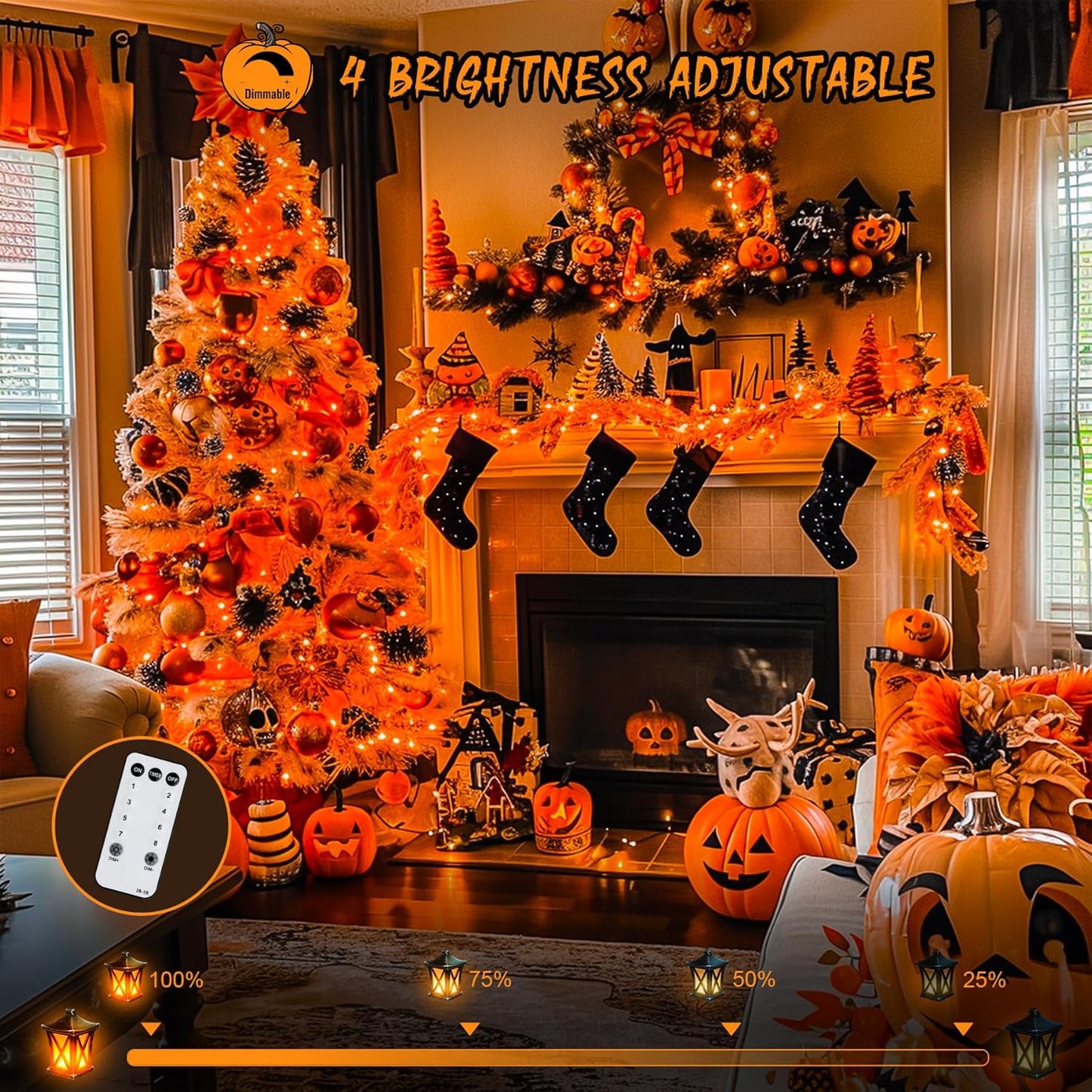 JMEXSUSS 600 LED Orange Lights for Halloween Decorations, Halloween Lights Outdoor, Orange String Fall Light Plug in for Indoor Room Tree Yard Party Magic Summerween Fall Decor