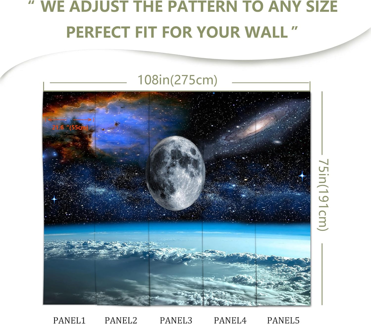 Galaxy Starry Sky Wall Mural Wallpaper for Kids Room Bedroom Living Room(Not Peel and Stick)