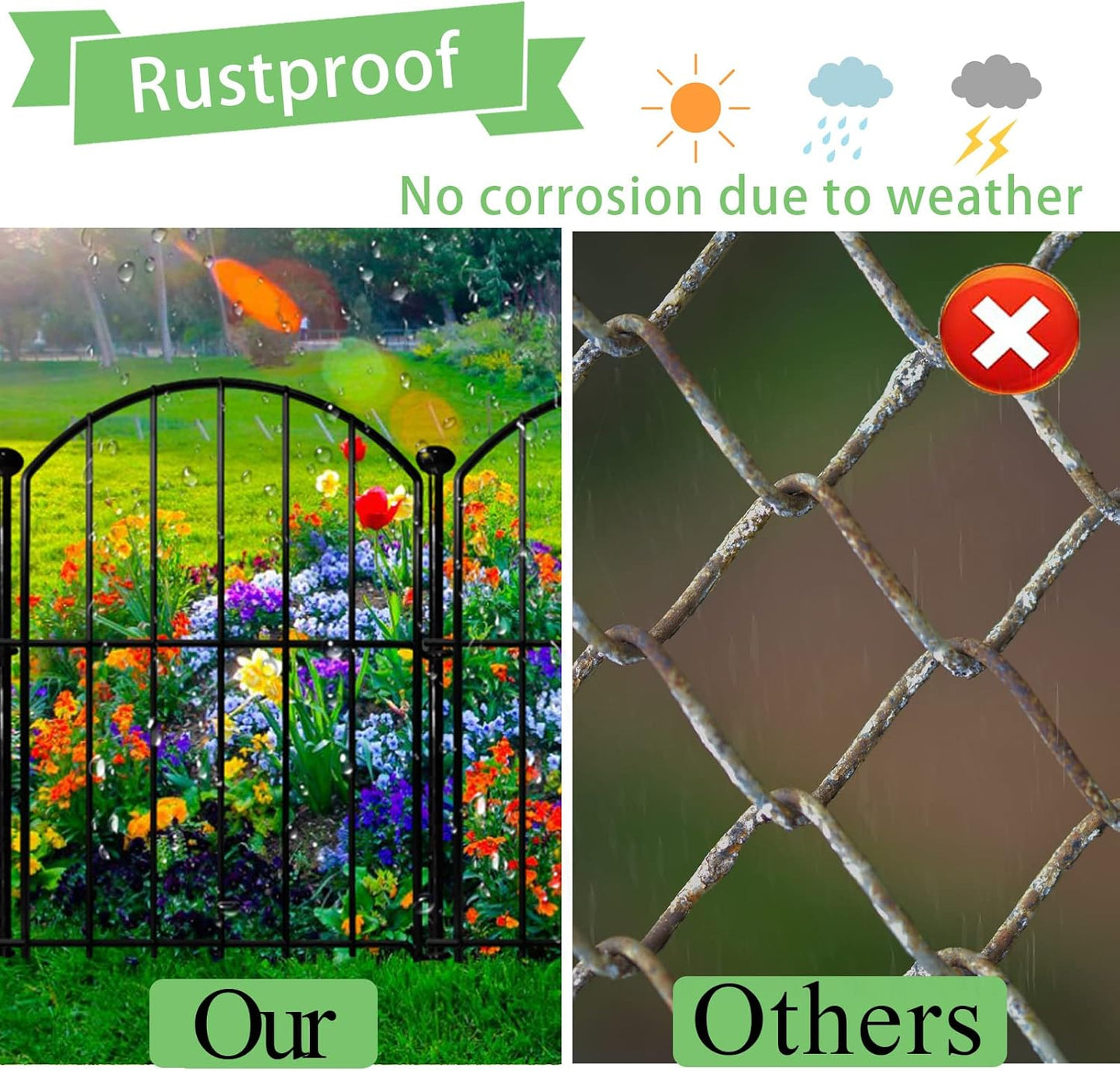 Decorative Garden Fence 17in x26ft, 26 Pack Rustproof Metal No Dig Fence Animal Barrier for Dog, Arched Flower Bed Edging Ornamental Wire Border Panel Fencing for Yard Patio Outdoor Decor