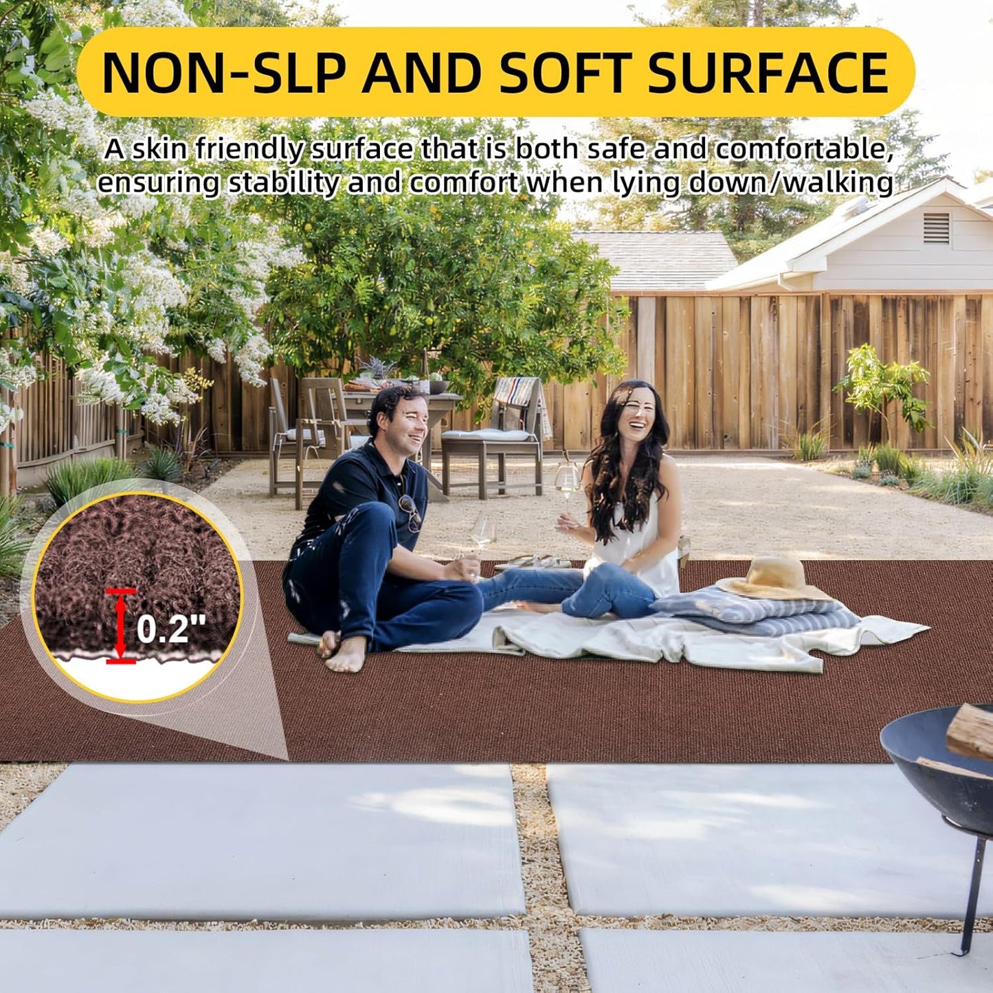 Marine Carpet,5 FT x 20 FT Brown Indoor Outdoor Carpet 0.2" Thick Boat Carpet with Water-Proof TPE Backing, Non-Slide Outdoor Marine Carpet Roll for Home, Patio, Porch, Deck