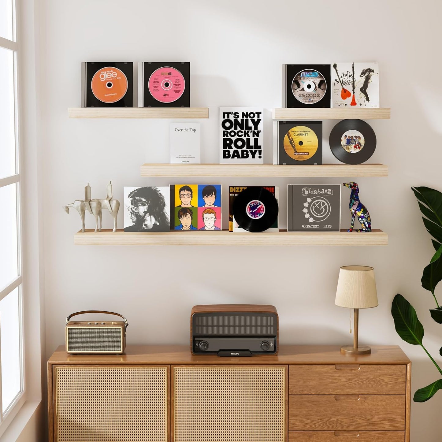 Light Wood Floating Shelves 48 Inch, 8 in Deep Single Book Shelf Floating for Wall Mounted, Heavy Duty Shelf Hold 100 lbs, Unfinished Wall Shelves for Bathroom, Living Room, Kitchen, Bedroom, Office