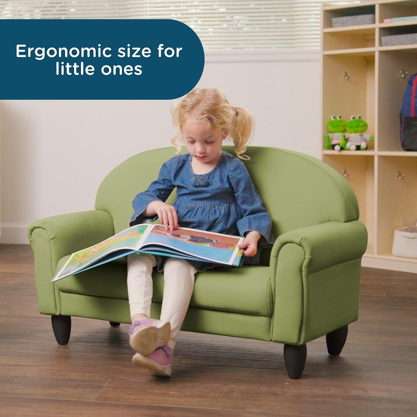 Children's Factory As We Grow Toddler Sofa, Flexible Seating for Daycare or Preschool, Kids Reading Couch, Playroom Furniture, Sage