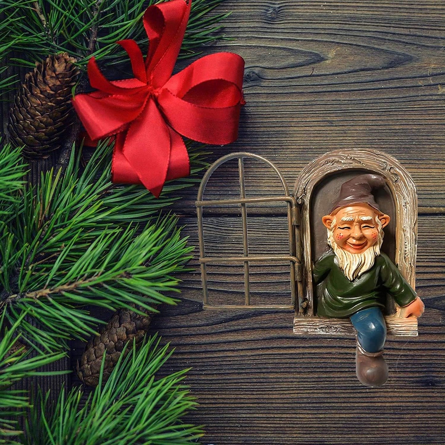 Whimsical Fairy Garden Gnome Statue, Tree Faces Decor Outdoor -5.9 Inch, Funny Garden Tree Decoration,Ideal Patio Yard Lawn Porch Decoration