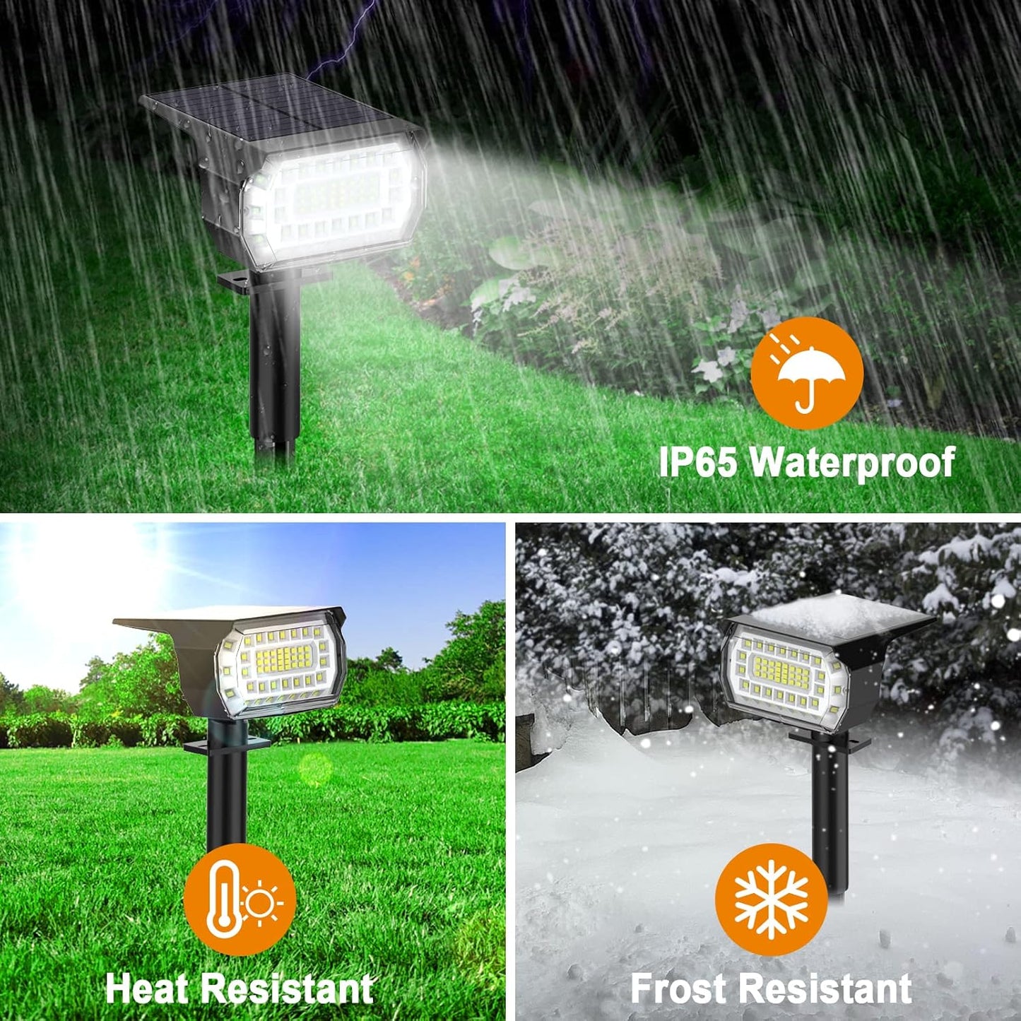 LANSOW Solar Spot Lights Outdoor, [4 Pack/57 LED] 2-in-1 Solar Landscape Spotlights, 3 Modes IP65 Waterproof Dusk to Dawn Solar Powered Flood Wall Lights for Outside Yard Garden Pathway(Cool White)
