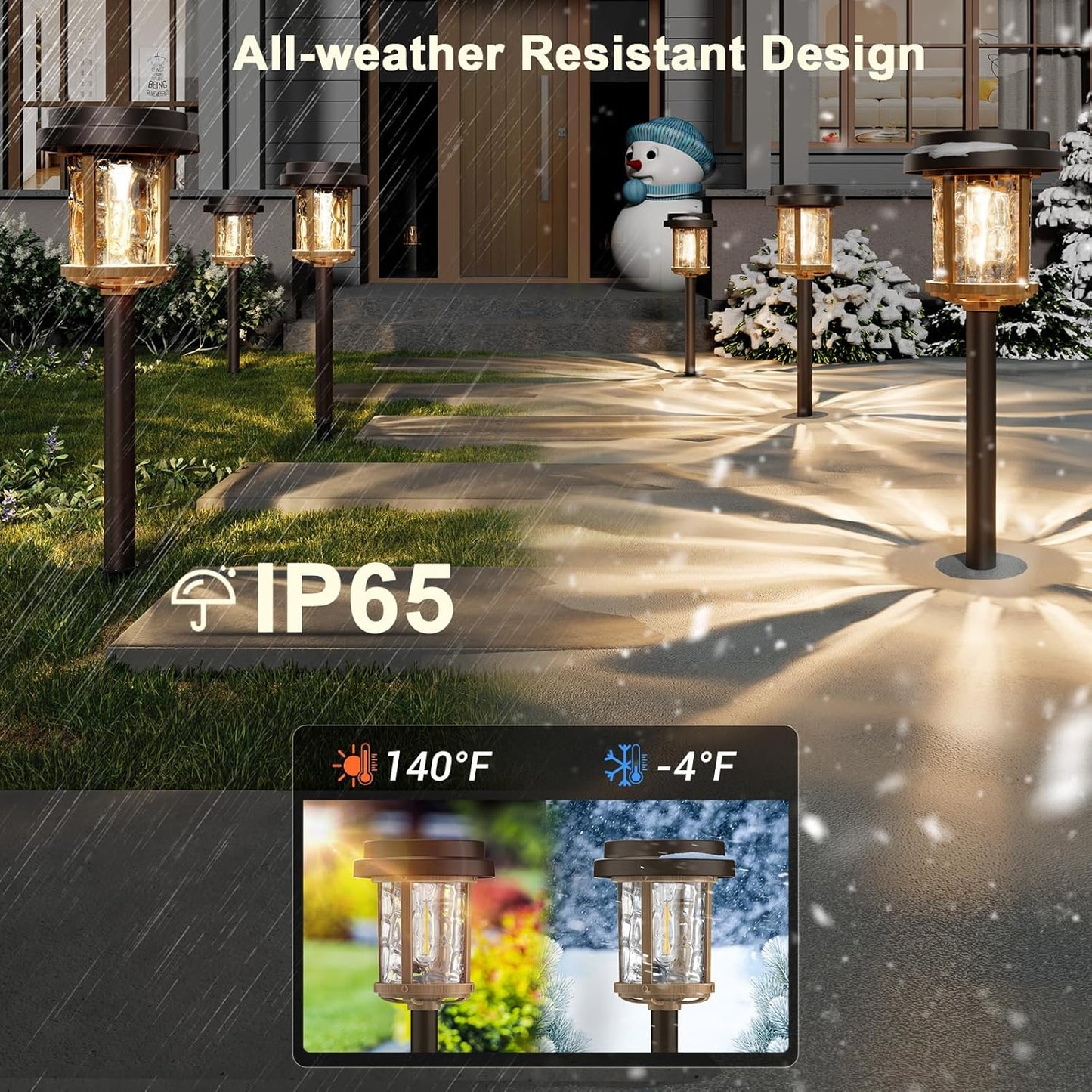 XMCOSY+ Solar Pathway Lights, Dual-Tone Solar Lights Outdoor Waterproof IP65, 20 LM LED Bright Glass Outside Light for Garden Path Yard Walkway Driveway (‎Black & Brown)