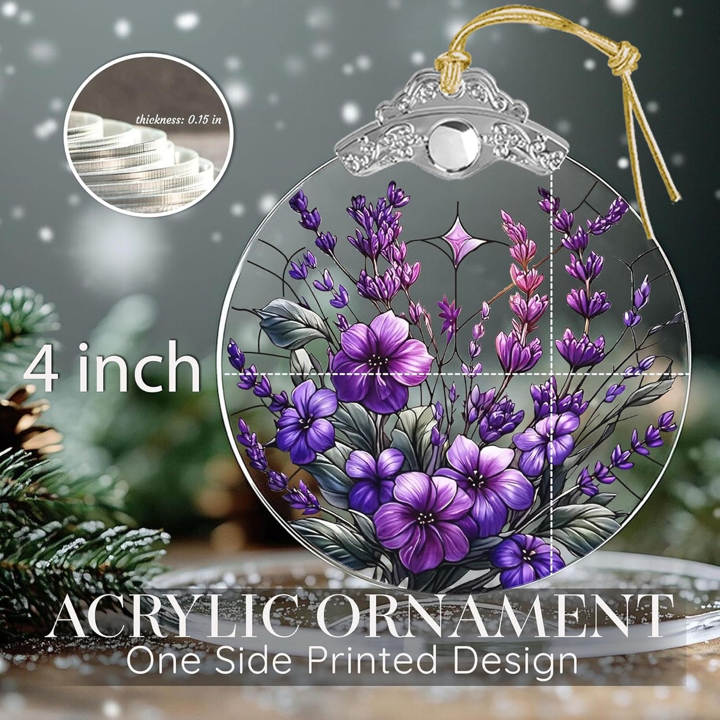 Purple Christmas Ornaments, Large Christmas Ornaments, 4 Inch – Christmas Ornaments 2025, Hanging Ornament for Tree, Unique Christmas Gifts, White Elephant Gifts for Adult