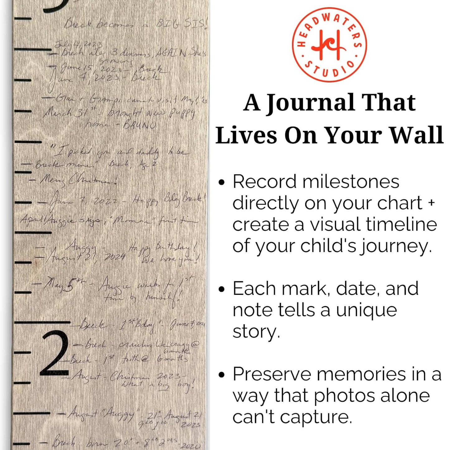 Height Ruler for Wall - Child Height Wall Chart, Height Chart for Kids Growth Chart for Wall Growth Chart Wood, Wooden Growth Chart for Wall - Gray w/Inches - 63"x5.75"