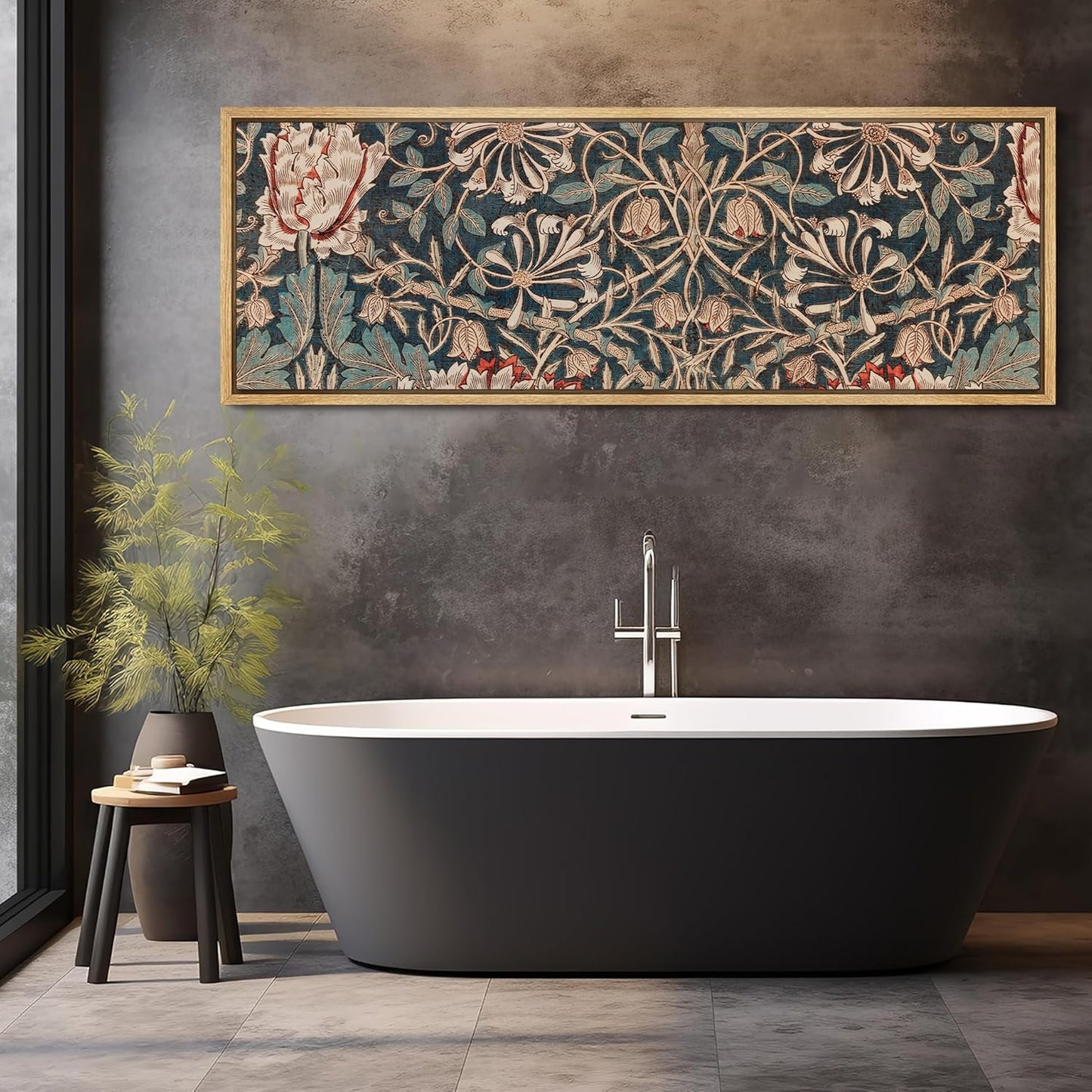 MUDECOR Large Framed Canvas Print Wall Art Botanical Elegance Victorian Style Floral Antique Retro Fine Art Illustrations Decorative Colorful for Bedroom - 60"x20"