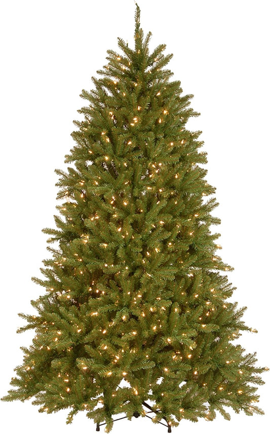 National Tree Company Pre-Lit Artificial Full Christmas Tree, Green, Dunhill Fir, Dual Color LED Lights, Includes PowerConnect and Stand, 6.5 Feet