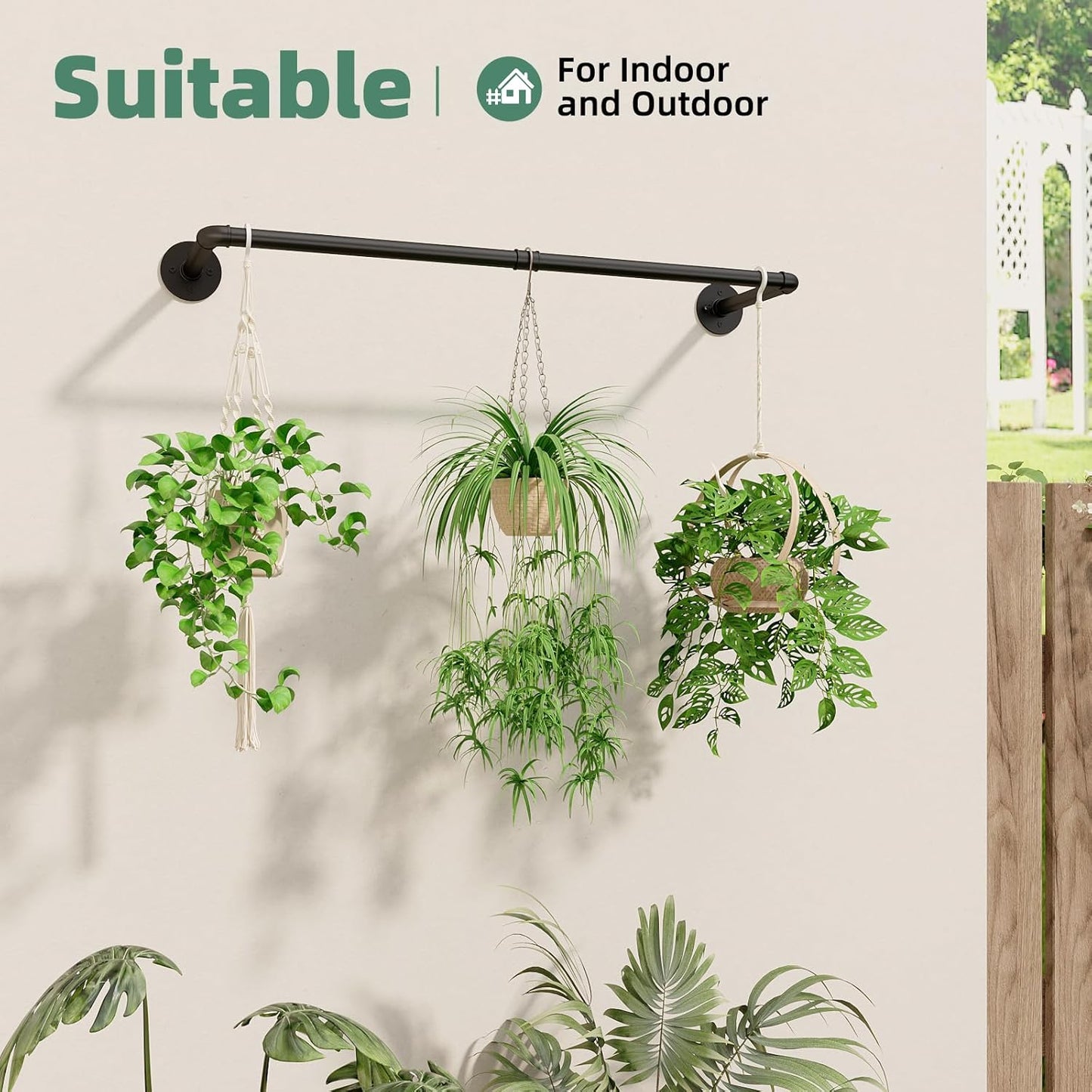 Plant Hanger Indoor Hanging Planters for Indoor Plants Hanging Plant Holder Black Metal Rod(Pot/Chain/Plant not Included