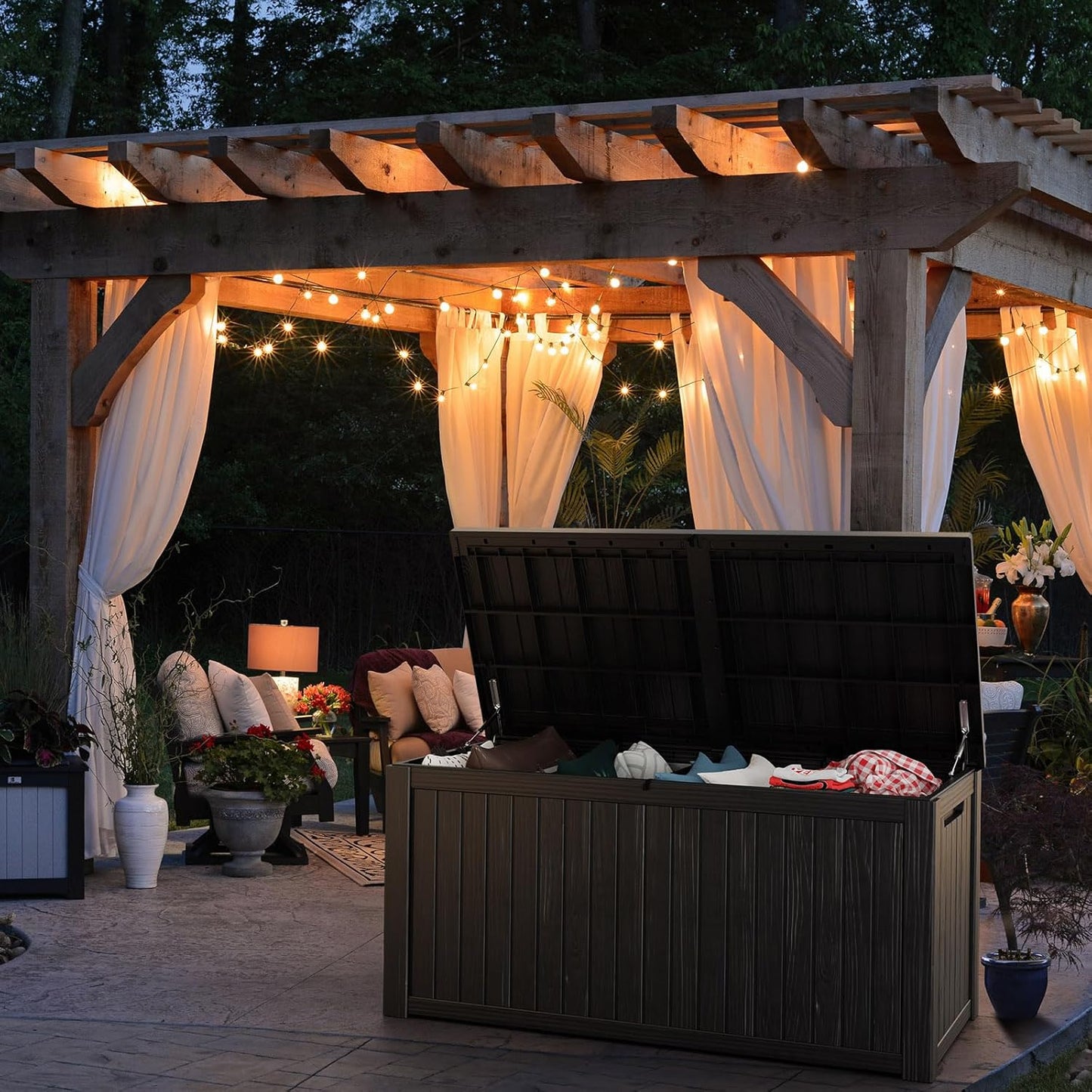 180 Gallon Outdoor Storage Box – Waterproof Deck Box for Garden & Patio,Black