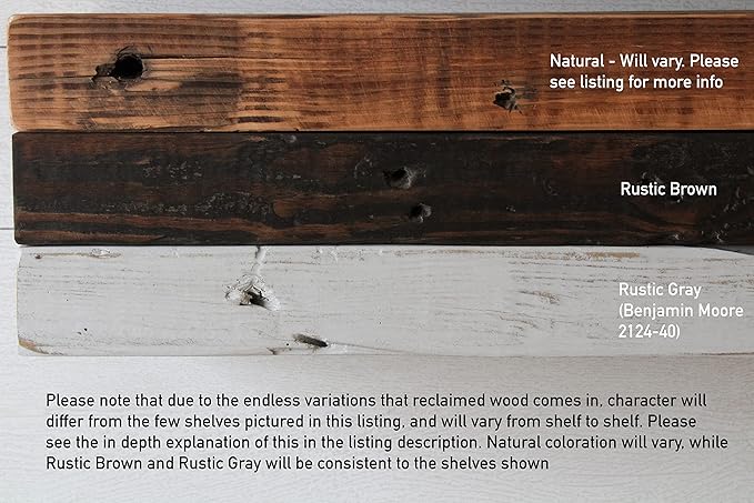 Urban Legacy Reclaimed Barn Joist Deep Floating Shelves | Deep Shelves with Low Profile Shelf Bracket with High Weight Capacity, Set of 2 (36" x 11" x 2.5", Natural)