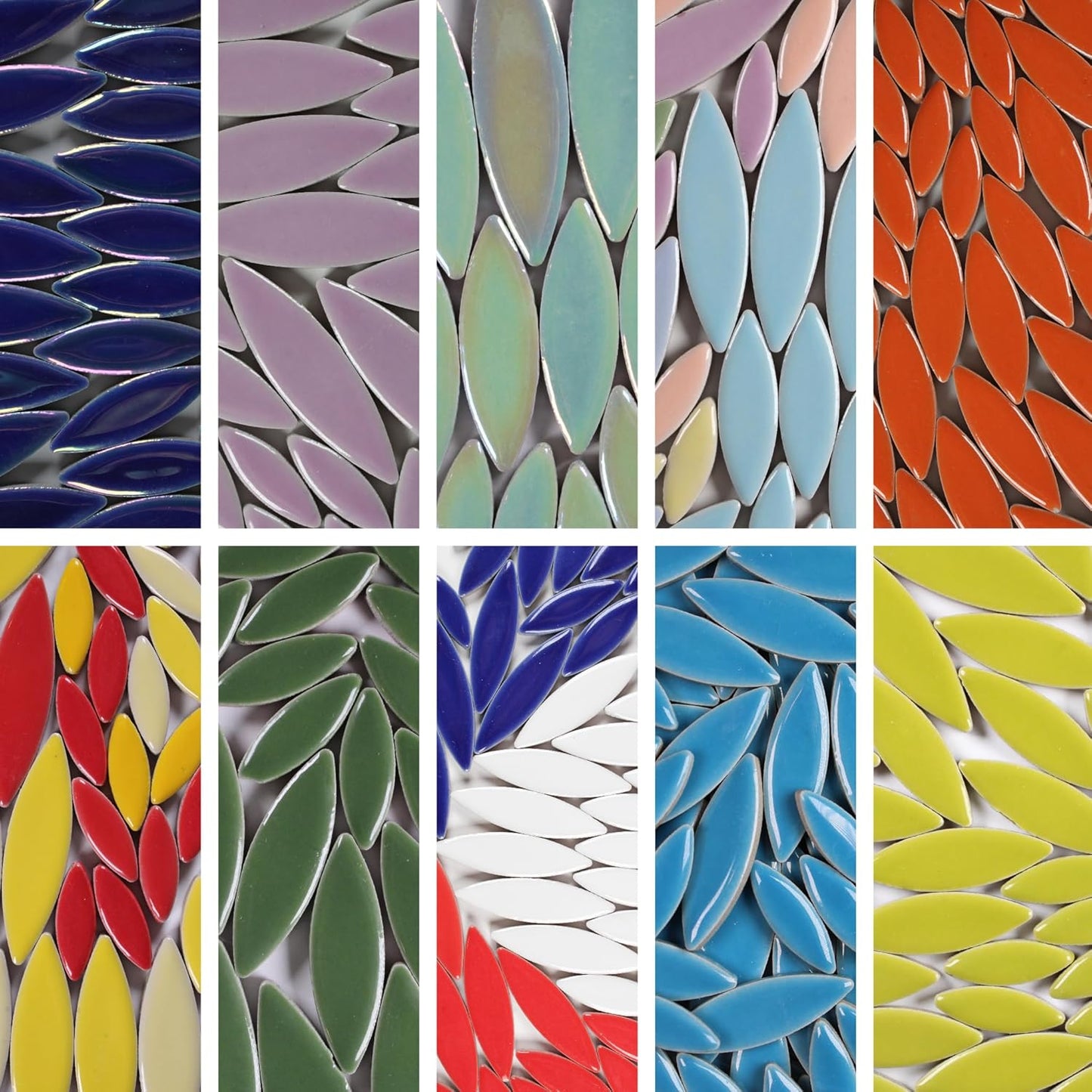 VerzTile Mosaic Tiles for Crafts - Petal Shaped Ceramic Tile Craft Hobbies & Art Projects 39 Color Options Endless Creativity DIY Design (Light Green Mix)