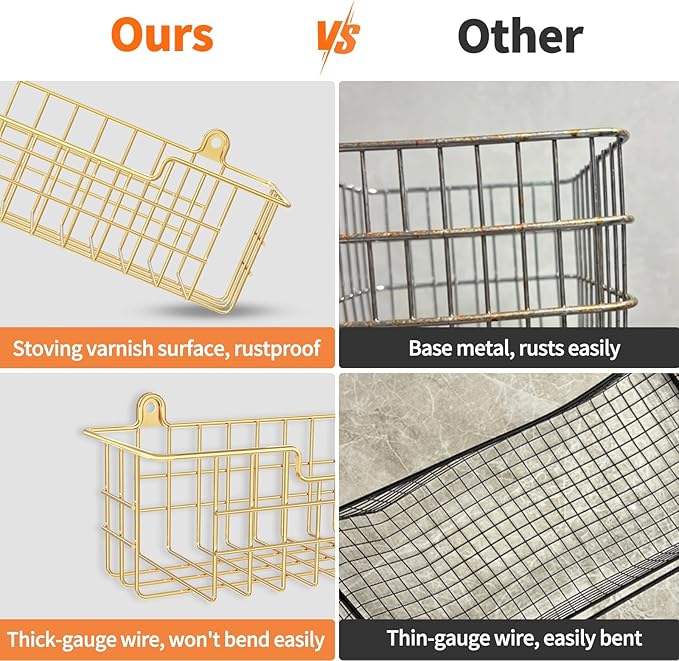 Spice Rack, 4-Pack Seasoning Organizer Wall Mount for Kitchen Storage Organization, Spice Holder Shelf Saving Space for Cabinet, RV, Pantry, Gold