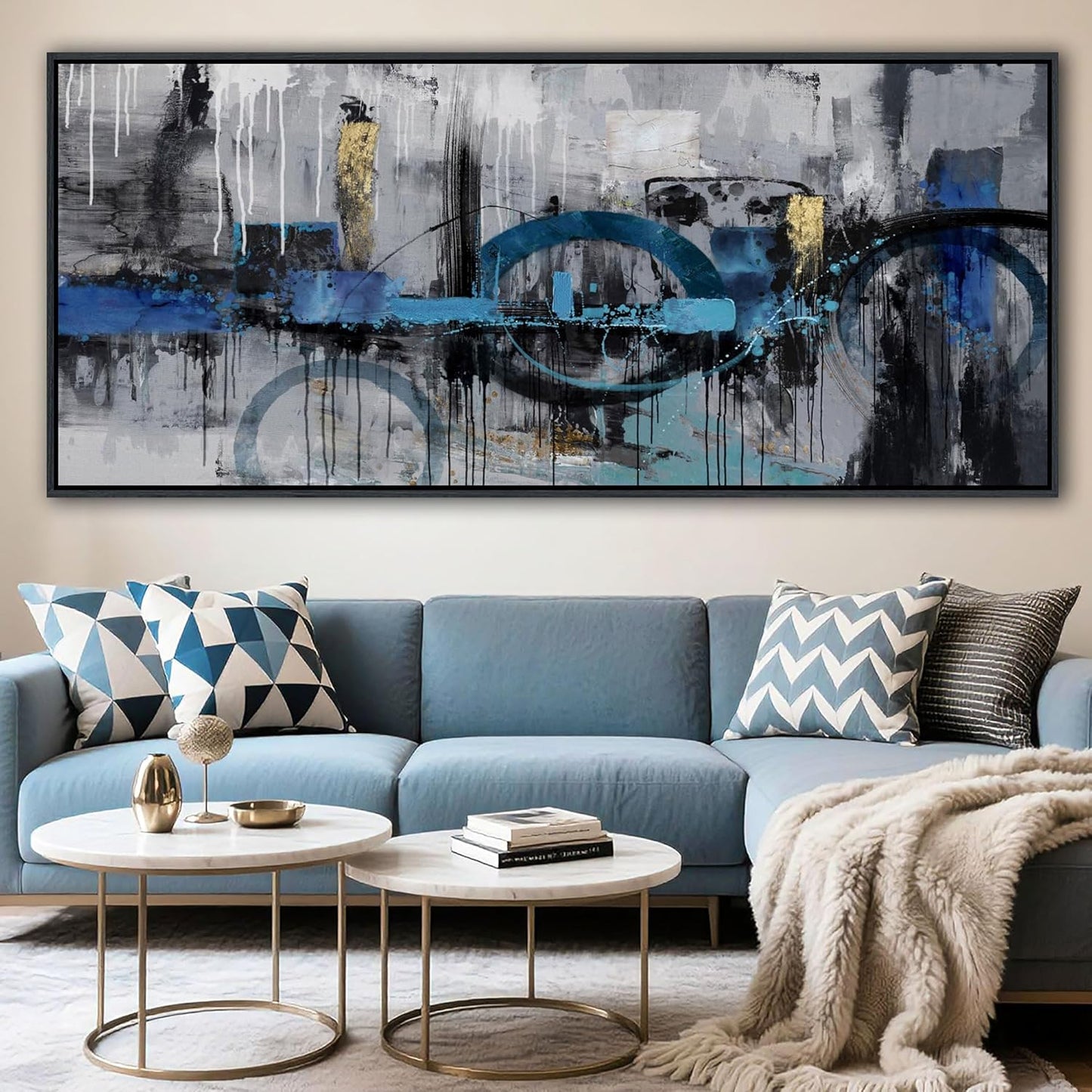 KLAKLA Extra Large Wall Art 86x29 Inches - Abstract Huge Canvas Picture Wall Decor Living Room Oversized Artwork for Walls Bedroom Office Decoration Modern Frame Wall Art