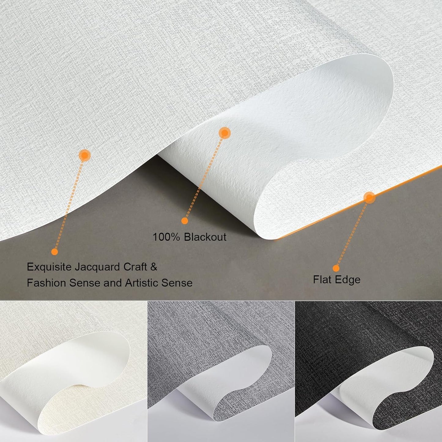 Persilux Blackout Roller Shades & Blinds Windows Shades Free-Stop Blackout Blinds with Jacquard Fabric,Cordless Blinds Pull Down Shades for Home, Easy to Install for Door/Office, White(57.5"W x 84"H)