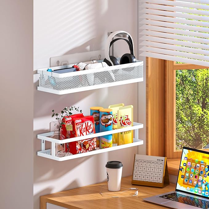 PUSDON Metal Wall Hanging Basket 2 Packs DIY Suitable for Multiple Scenes - Large White Netting Set