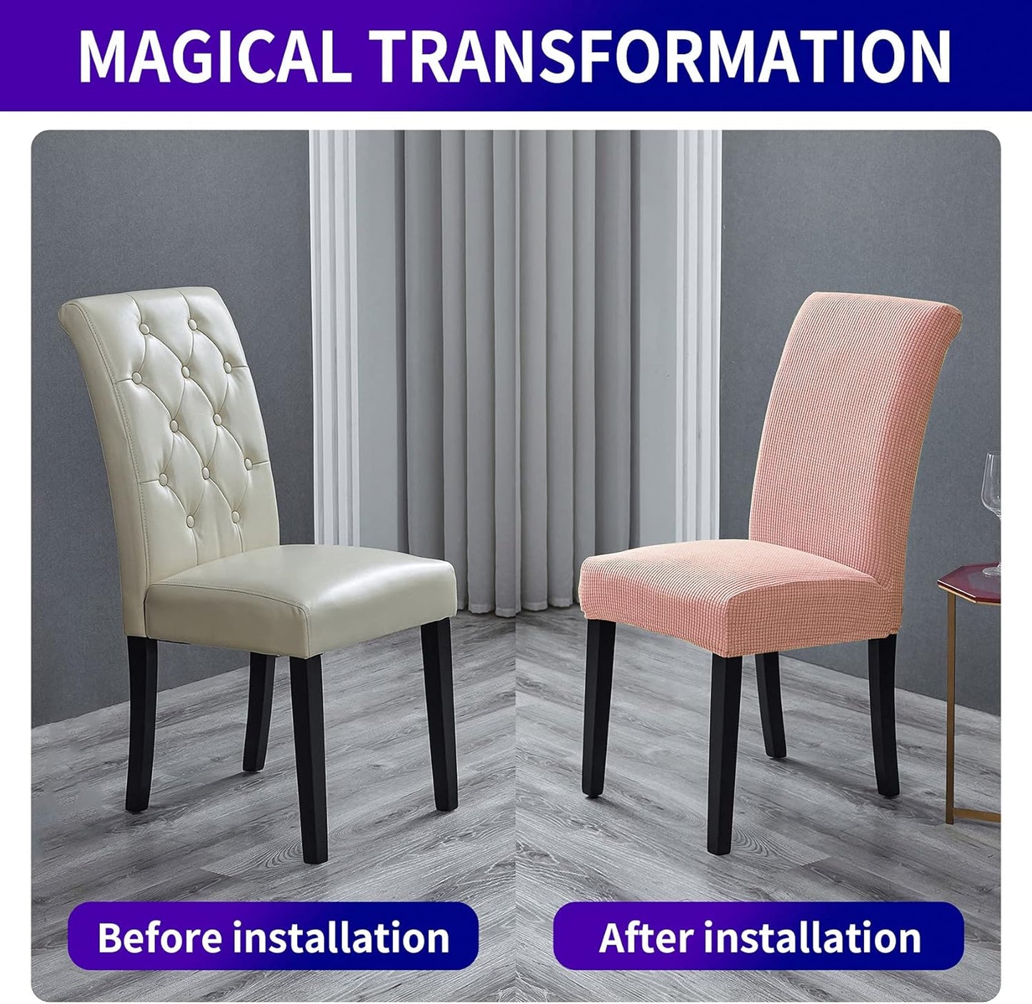 Howhic Stretch Chair Covers for Dining Room Set of 2, Removable Washable Dining Room Chair Covers, Dining Chair Slipcovers Seat Protector, Great for Home Decor and Banquet (Dusty Pink, 2 Pack)