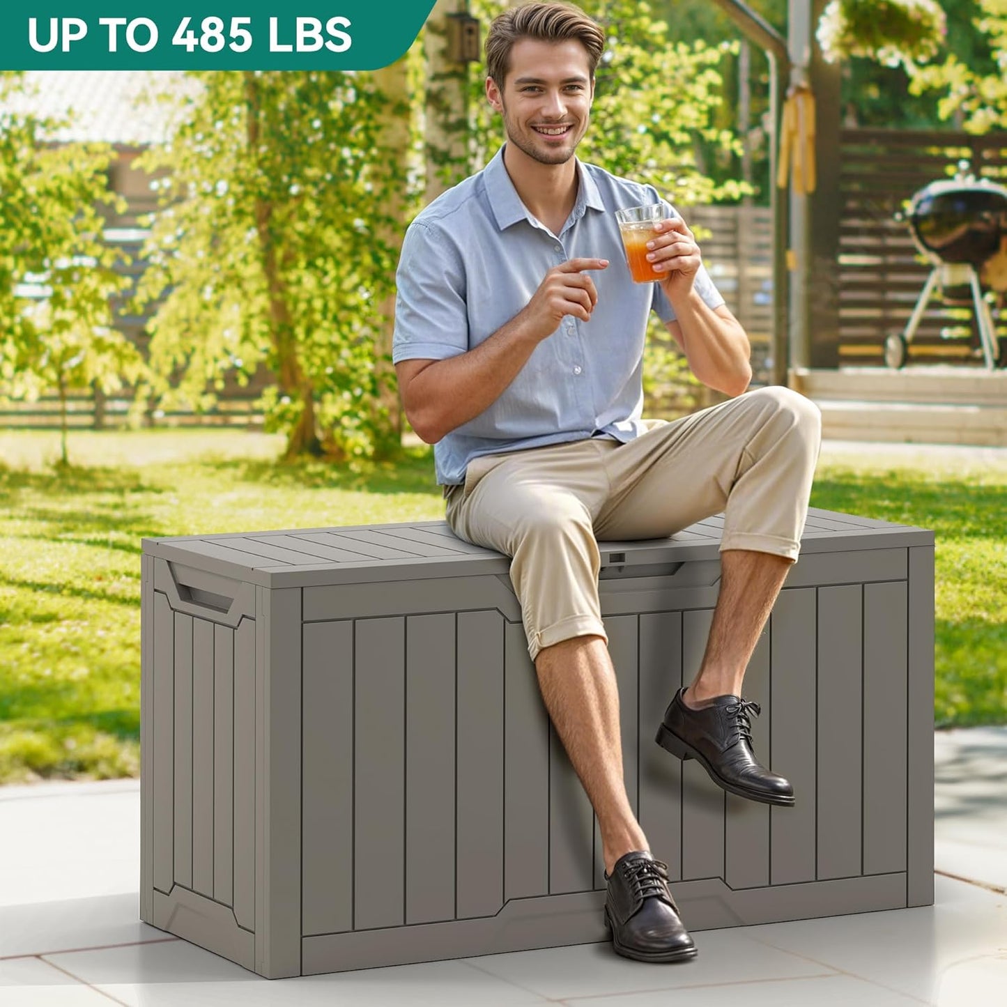 YITAHOME 80 Gallon Resin Deck Box, Outdoor Lockable Storage Box for Patio Furniture, Waterproof Patio Deck Box for Cushions, Pool Supplies, Sports Equipment and Garden Tools, Taupe