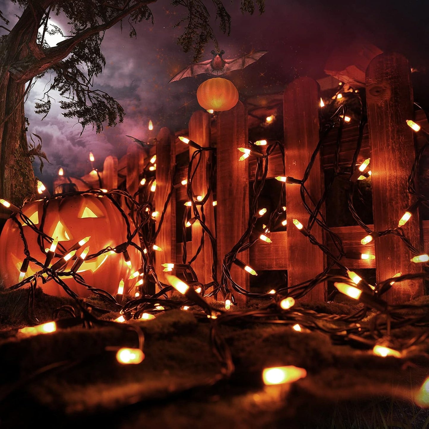 Toodour Orange Halloween Lights, 25ft 100 Count Incandescent Halloween String Lights, UL Certified Connectable Mini Bulbs Orange String Light for Home, Garden, Porch, Party, Indoor Decorations