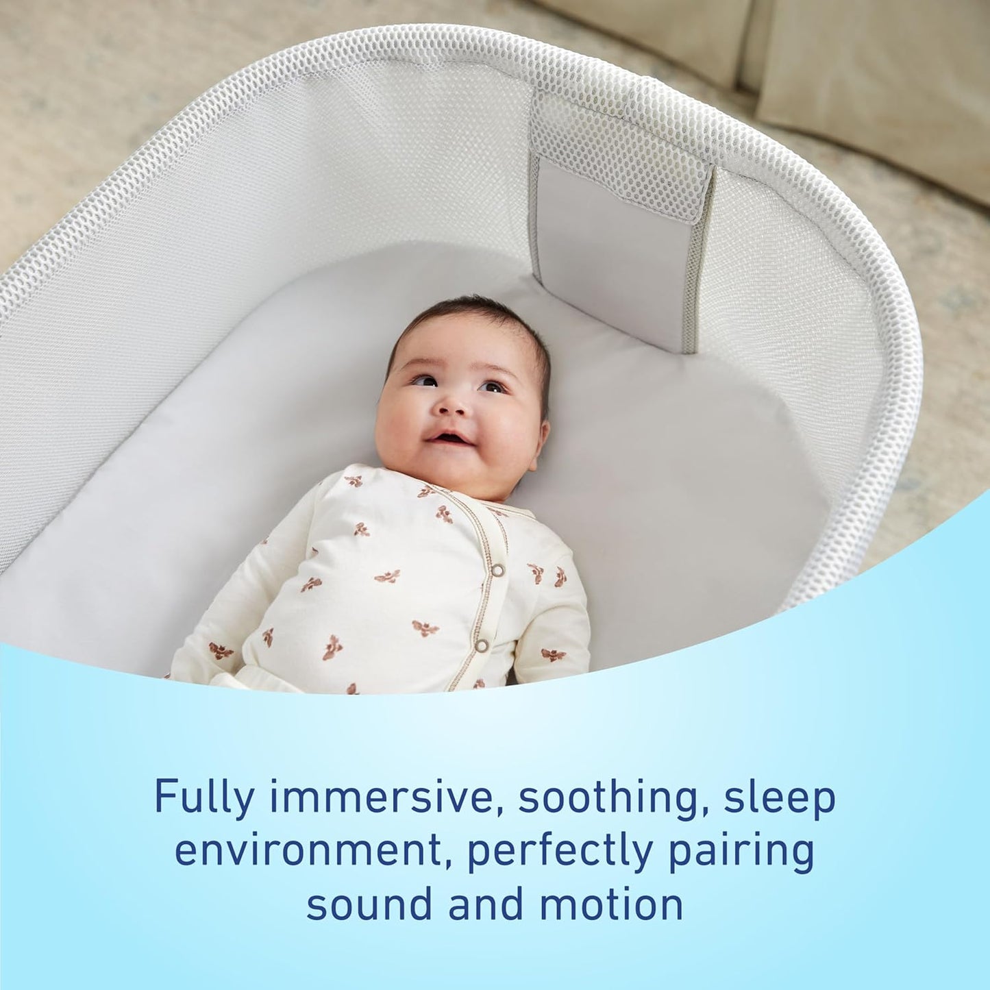 Graco SmartSense Soothing Baby Bassinet – Smart Newborn Bassinet Detects and Automatically Responds to Baby's Cries – for Newborn Babies to 6 Months
