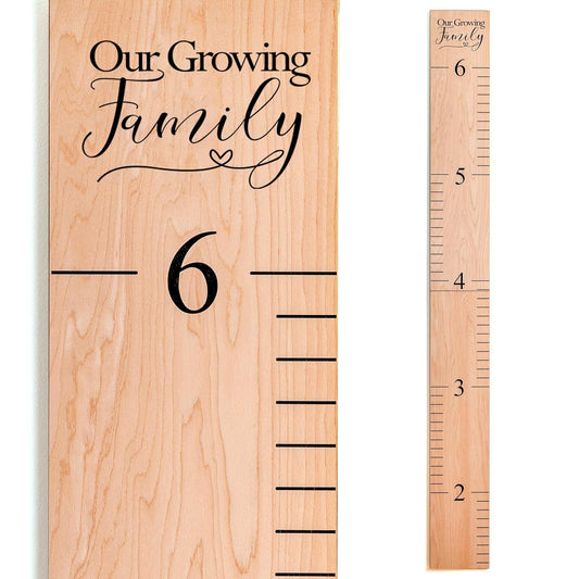 Wooden Growth Chart – Kids Height Chart, Wall Measurement for Kids, Height Chart for Wall, Growth Ruler for Children – Our Growing Family, Natural (63"x6.7")