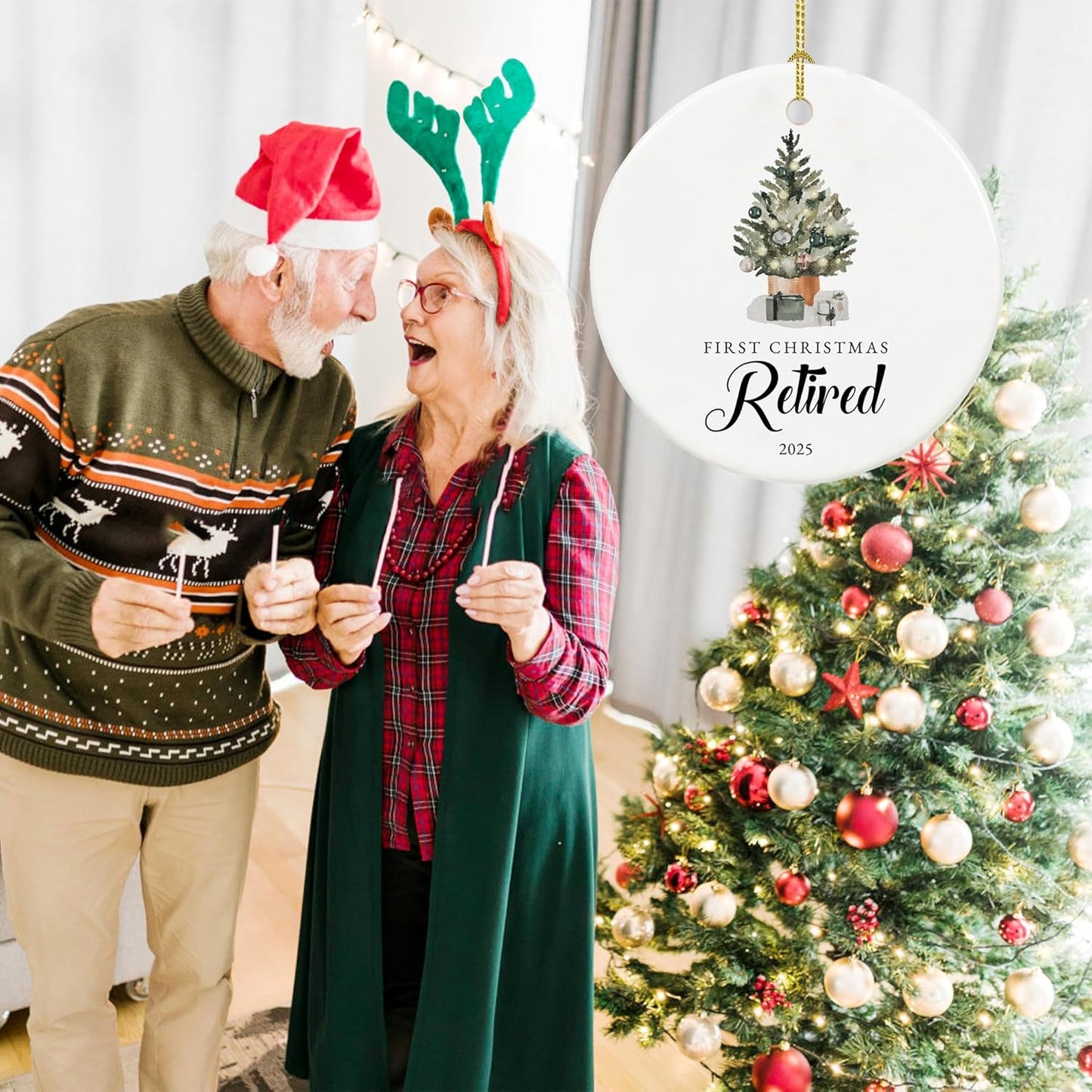 Retirement Christmas Ornament 2025, Retirement Gifts for Women 2025 Coworker, Ceramic Keepsake First Christmas Retired Ornament 2025 with Ribbon and Box