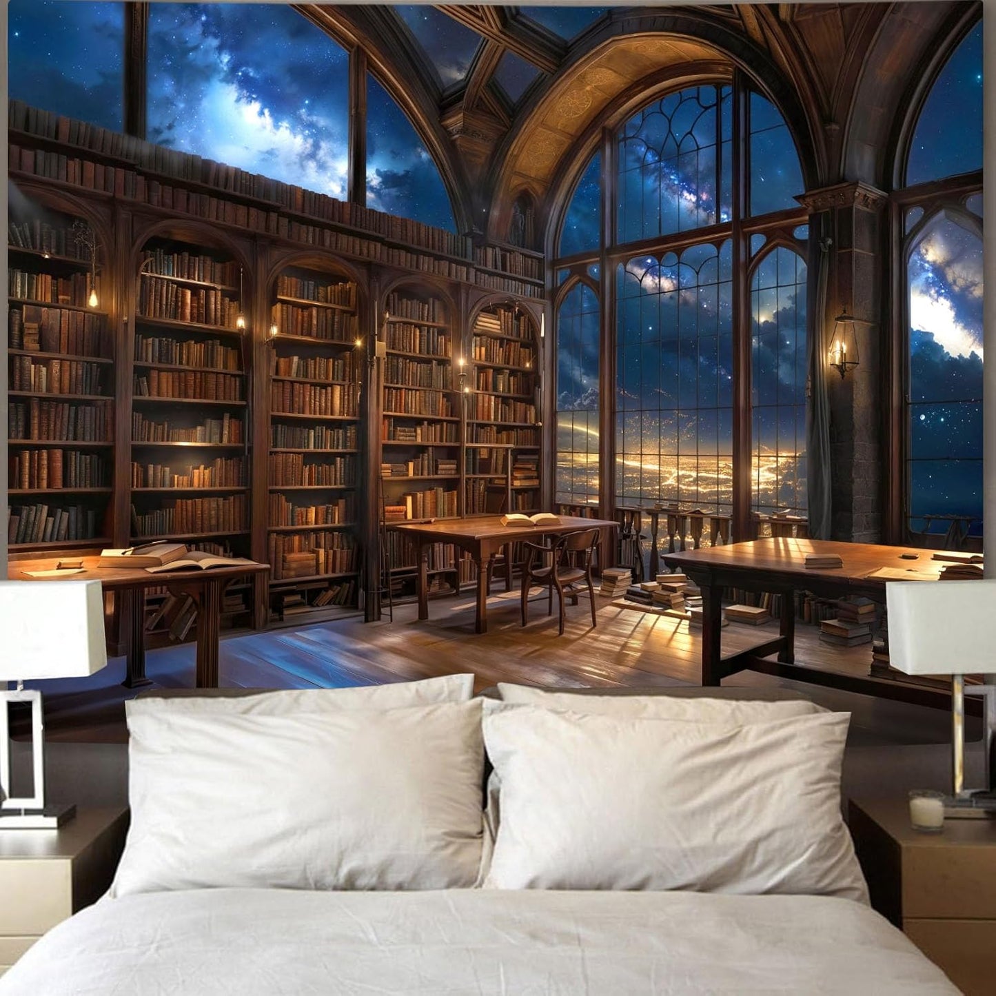 Accnicc Gothic Library Tapestry Vintage Medieval Bookshelf Tapestries Wall Hanging Fantasy Space Academia Book Large Tapestry for Bedroom Living Room Dorm Classroom 80 x 60 inch