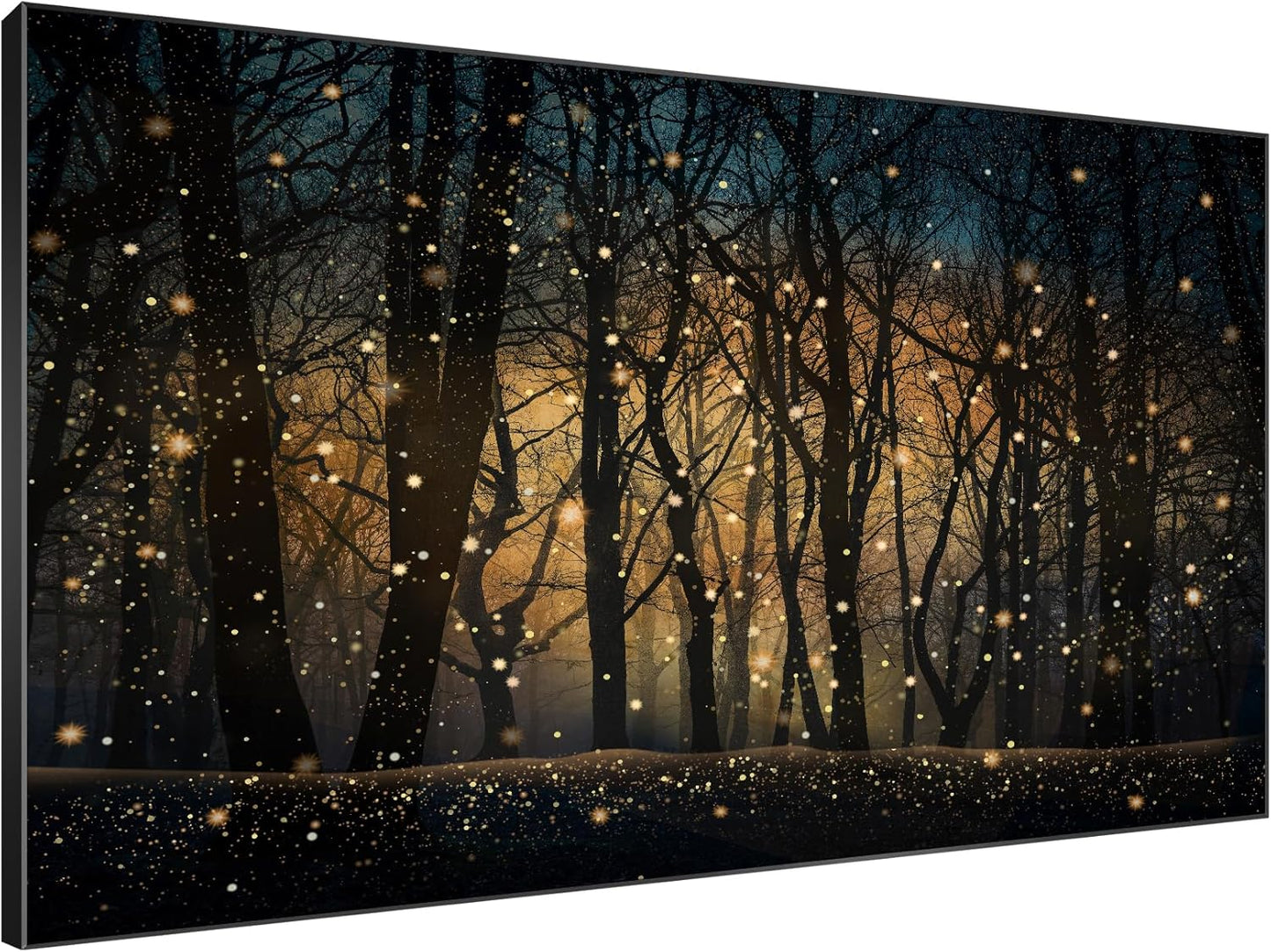 SIGNWIN 46"x72" Extra Large Framed Wall Art Magical Firefly Night Forest, Enchanted Woodland Scene for Home Living Room Bedroom Decor (Frame Assembly Required)