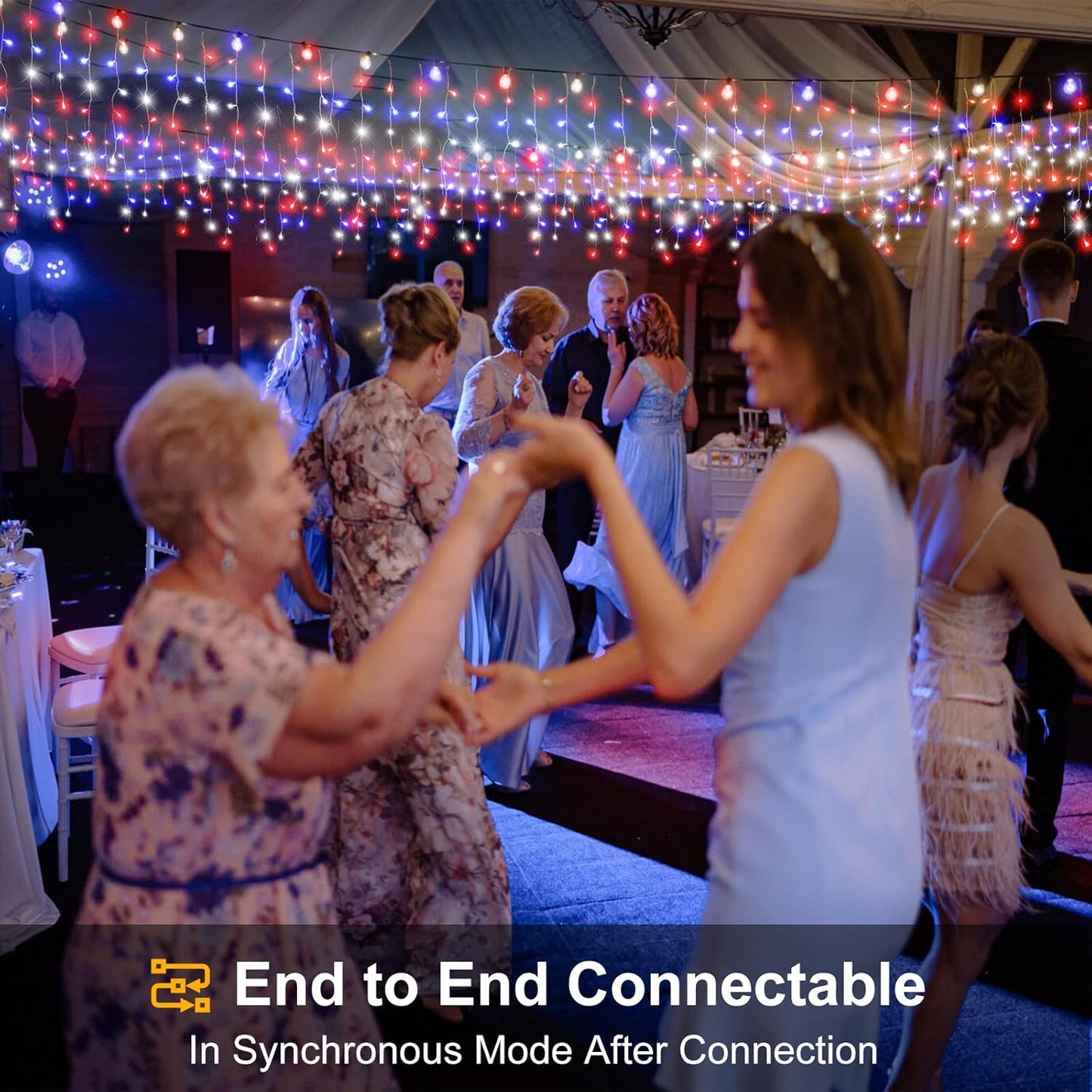 Red White and Blue Lights for 4th of July Decor, 66ft Icicle Lights for Outside Independence Day Decoration, 640 LED Christmas Light Outdoor Indoor with 120 Drops Clear Wire Connectable for Holiday