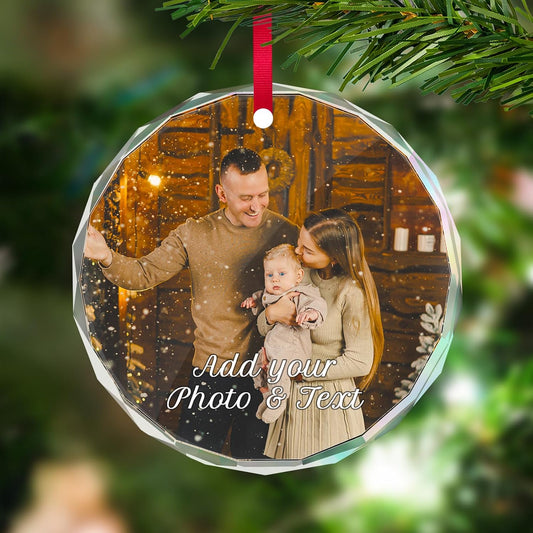Personalized Christmas Ornament with Photo - Custom Picture Ornaments for Christmas 2025, Customized Memorial Hanging Ornament Xmas Tree Decor, for Family, Friends, Lovers