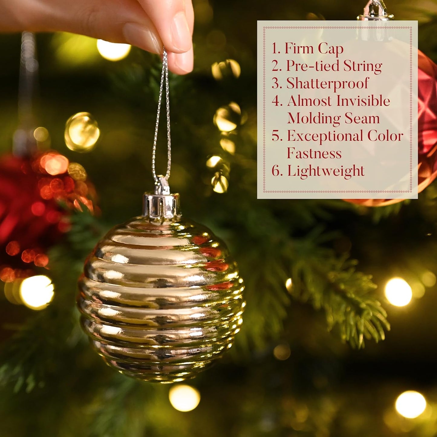 Valery Madelyn Christmas Ornaments Tree Decorations Set for Fall Halloween, 24ct Red Gold Shatterproof Ball Ornaments, 2.36" Hanging Ornament Bulk for Xmas Holiday Party Decor