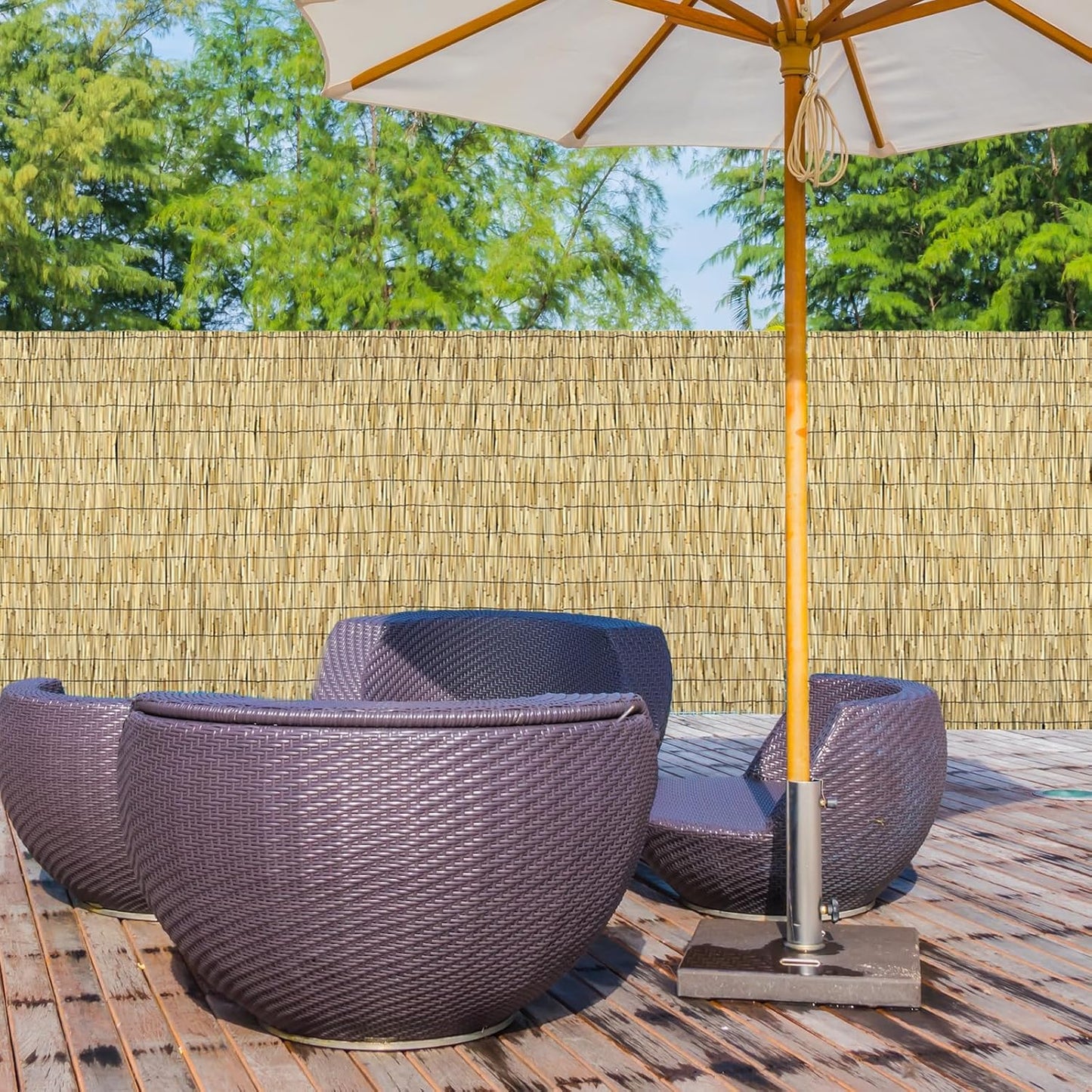 Natural 4FT X 16.4FT Reed Fencing Roll, Balcony Privacy Shade Reed Bamboo Fencing Garden Fence Border, Wind Block Sunshade Fence Screen for Outdoor Yard Patio Flower Bed Edge