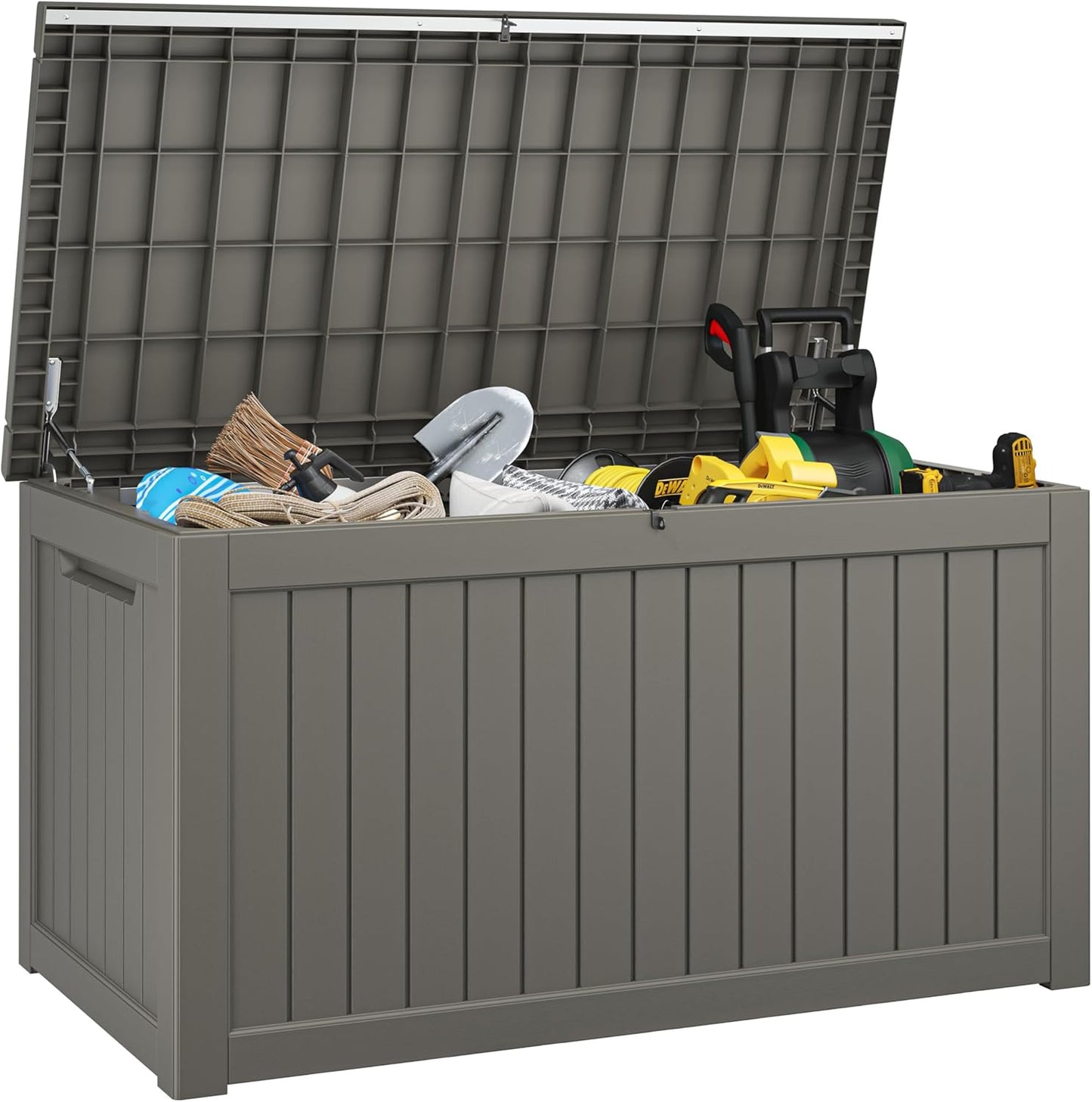 Outdoor Storage Box, 230 Gallon Deck Box, Waterproof and UV Resistant Large Resin Storage Bin, Organization and Storage for Patio Furniture, Outdoor Cushions, Garden Tools, Lockable