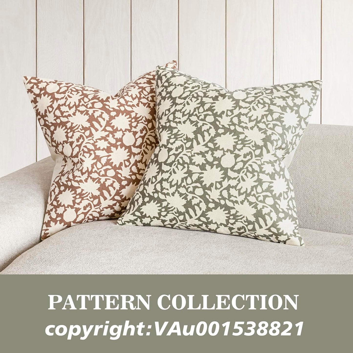 Foindtower Set of 2 Decorative Neutral Floral Throw Pillow Covers Accent Farmhouse Cushion Covers Boho Vintage Pillowcase for Couch Sofa Bedroom Living Room Home Decor Outdoor,20×20 Inch,Sage Green