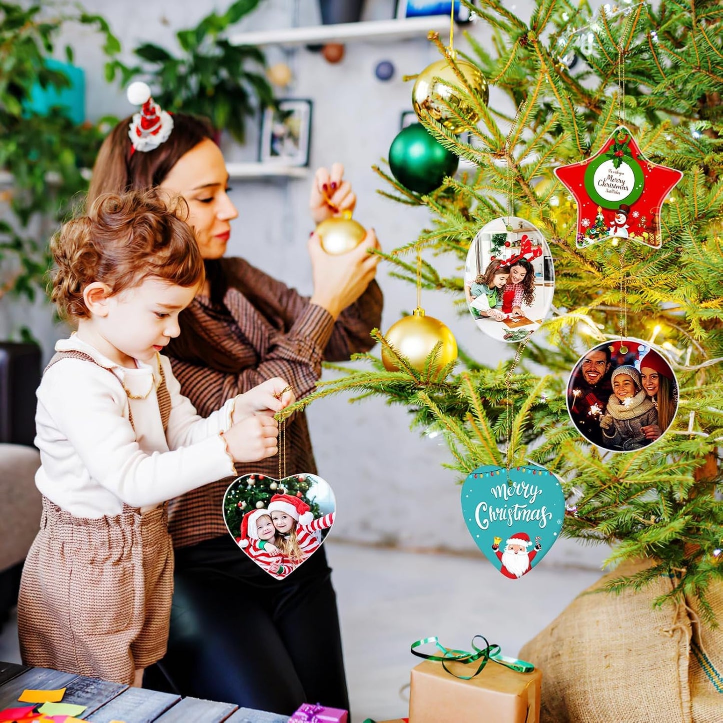 Personalized Christmas Ornaments 2025 Customized with Photo Text Ornament Keepsake Pet First Christmas Ornament Bulk Custom Ceramic Xmas Tree Decorations, Round