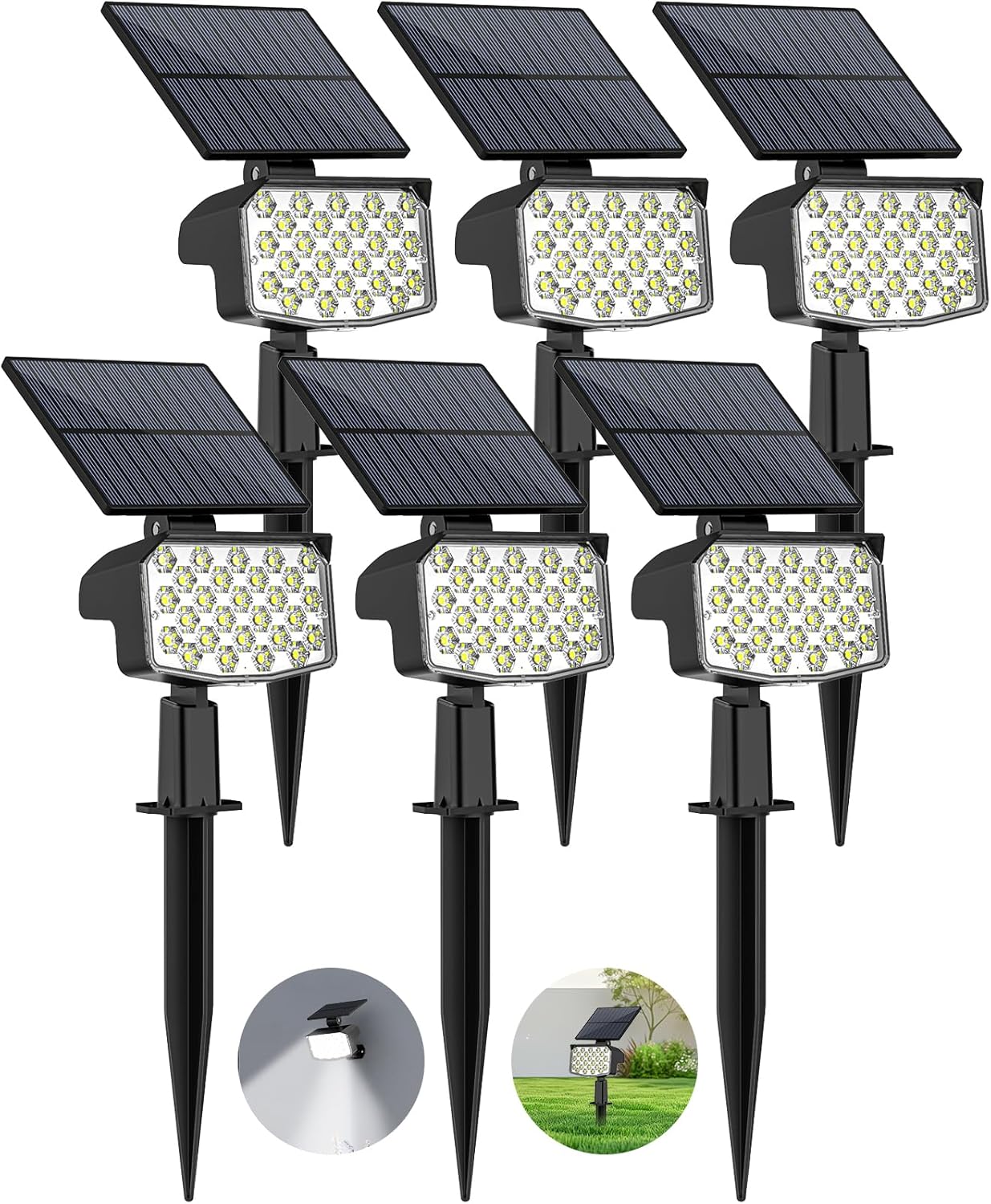 WELALO Solar Spot Lights Outdoor, 6 Pack/3 Modes Solar Landscape Spotlights, Adjustable Solar Powered Security Lights, IP65 Waterproof Wall Lights Solar Lights Outdoor for Walkway/Yard/Garden/Driveway