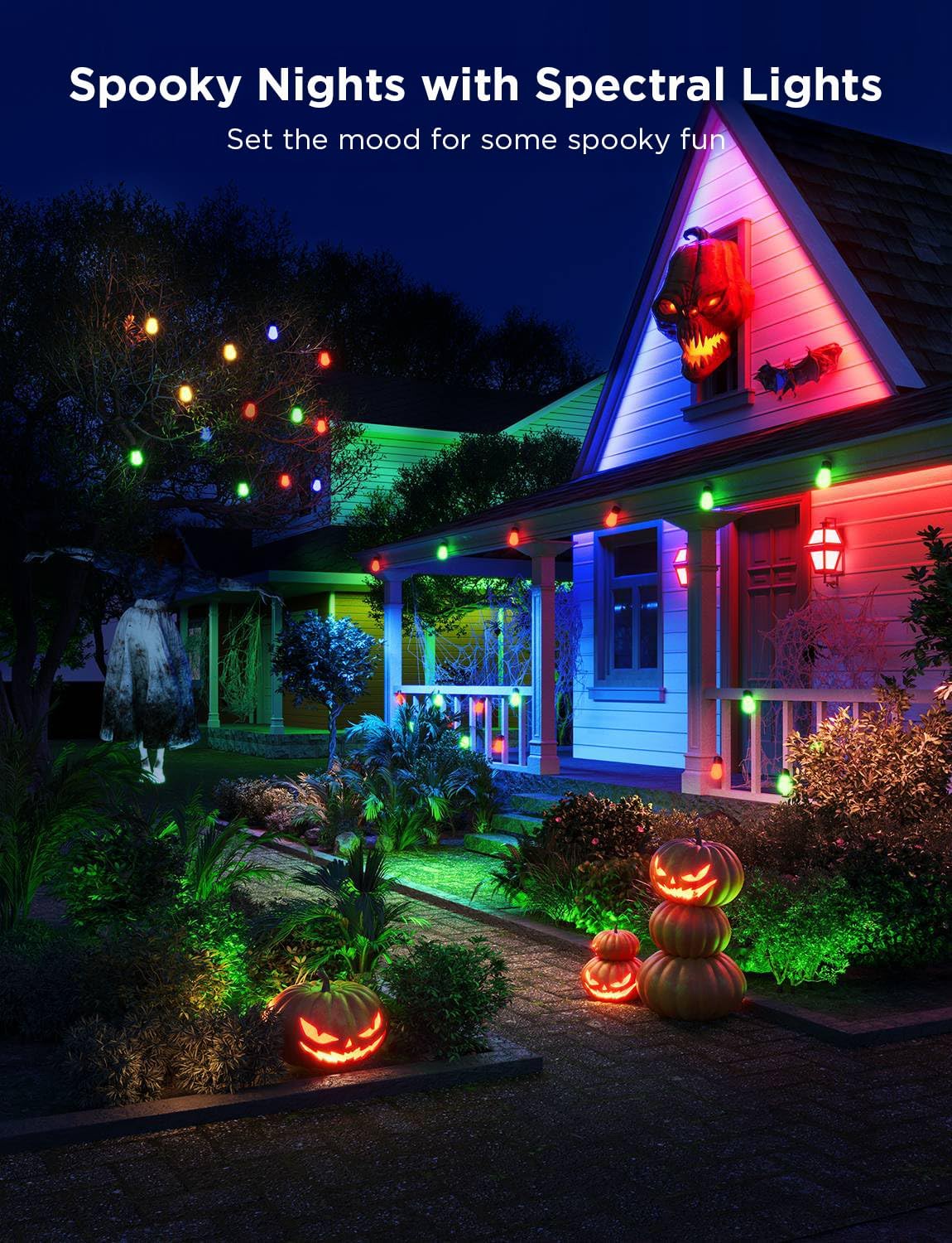 Govee Smart Outdoor String Lights H7029, 24ft RGBIC Outdoor Lights with 8 Dimmable LED Bulbs, IP65 Waterproof, Color Changing Warm White Lights with 47 Scene Modes for Patio, Backyard, App Control