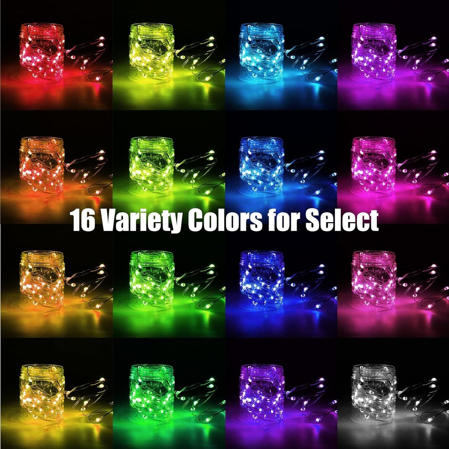 Dazzle Bright Color Changing Fairy Lights Battery Operated, 2 Pack Total 40FT 120LED Silver Copper Wire RGB String Lights with Remote, Waterproof Christmas Decorations for Indoor Outdoor Party Decor