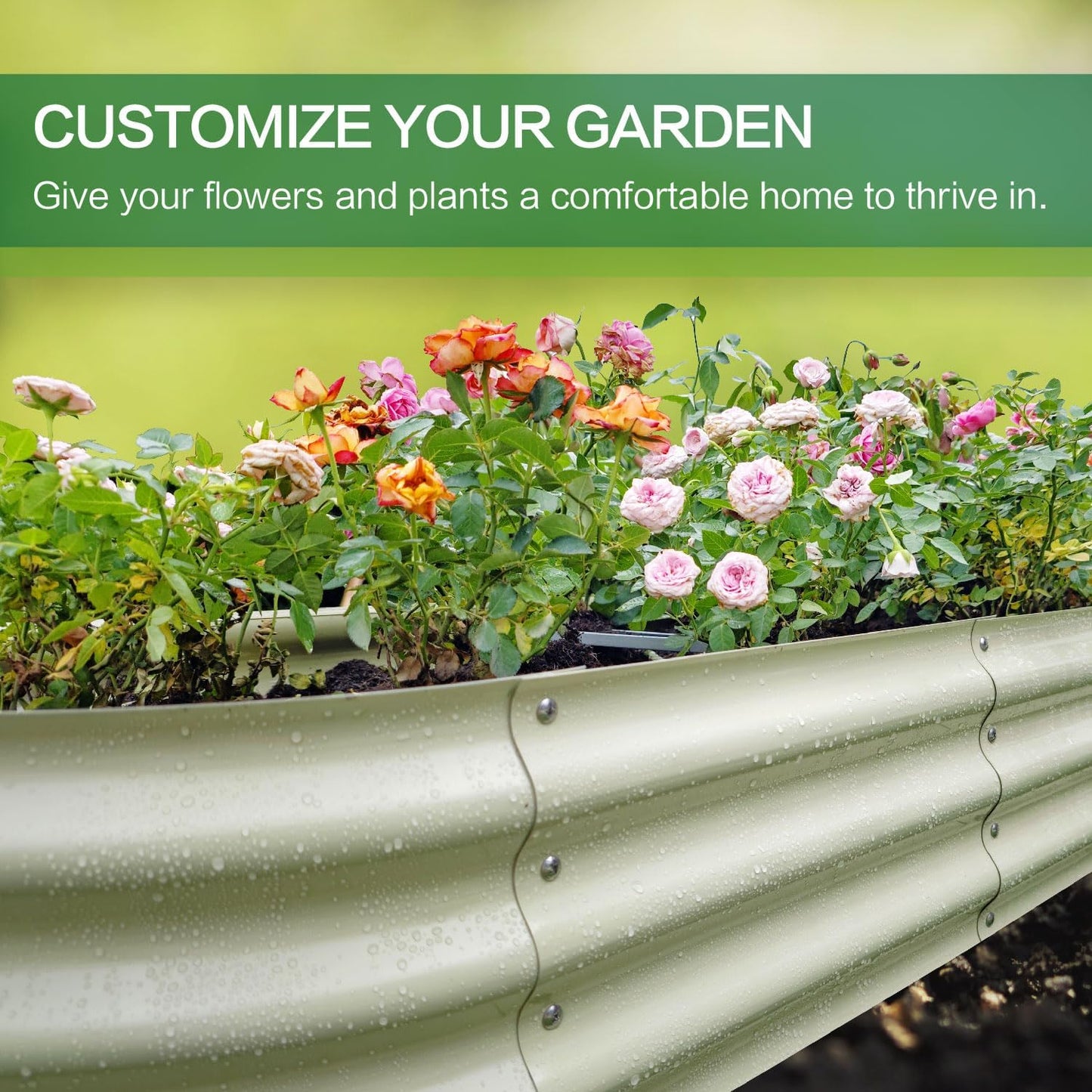 Gardmax 2 Pack Galvanized Raised Garden Bed, Lightweight Planter Boxes Outdoor with Easy Assembly, Large Garden Bed for Vegetables, Fruits, Flower