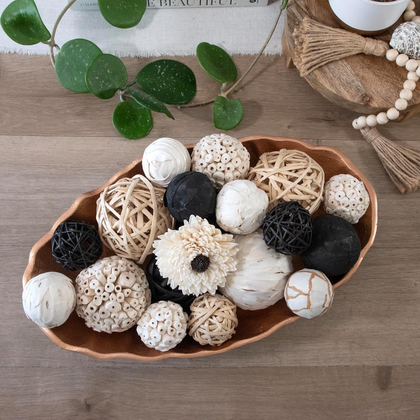 ANDALUCA Black & White Decorative Balls Bowl Filler Bag with Orbs, Balls (Black)