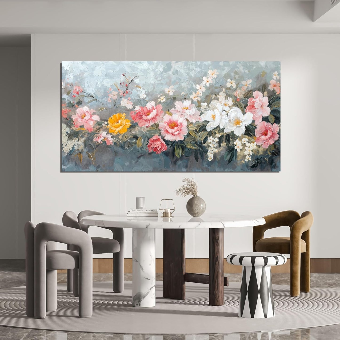 Canvas Wall Art Decor Colorful Flower Oversized Wall Art Decor Modern Large Wall Decorations For Living Room Artwork For Walls Botanical Wall Decor prints Paintings Bedroom Office Decor 29"X58"