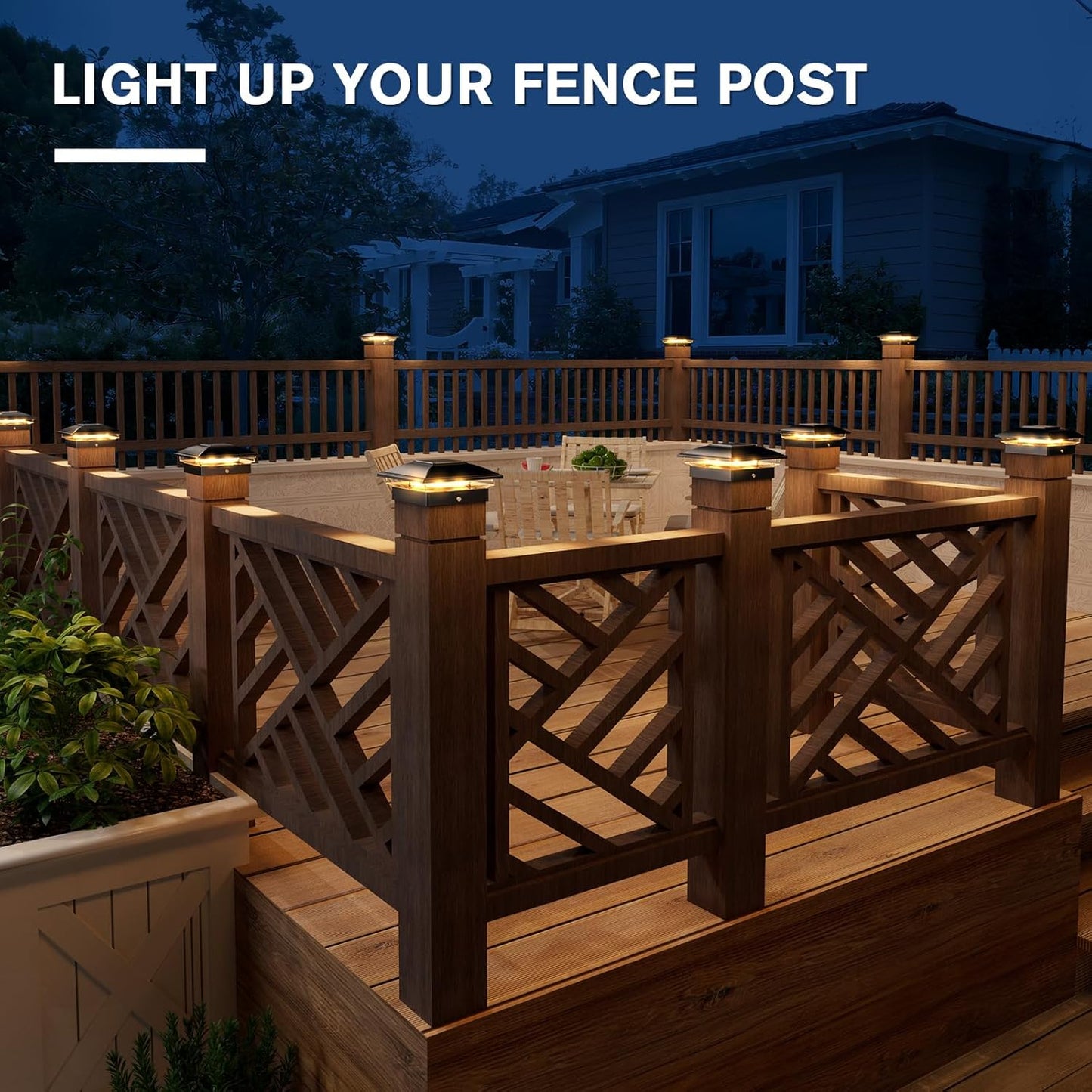 VOLISUN Solar Post Cap Light Outdoor,Solar Fence - Post Lights Waterproof for 4x4/5x5/6x6 Wooden/Vinyl,Black Deck Cap Light Solar Powered with Warm White for Garden/Patio/Porch 6pack