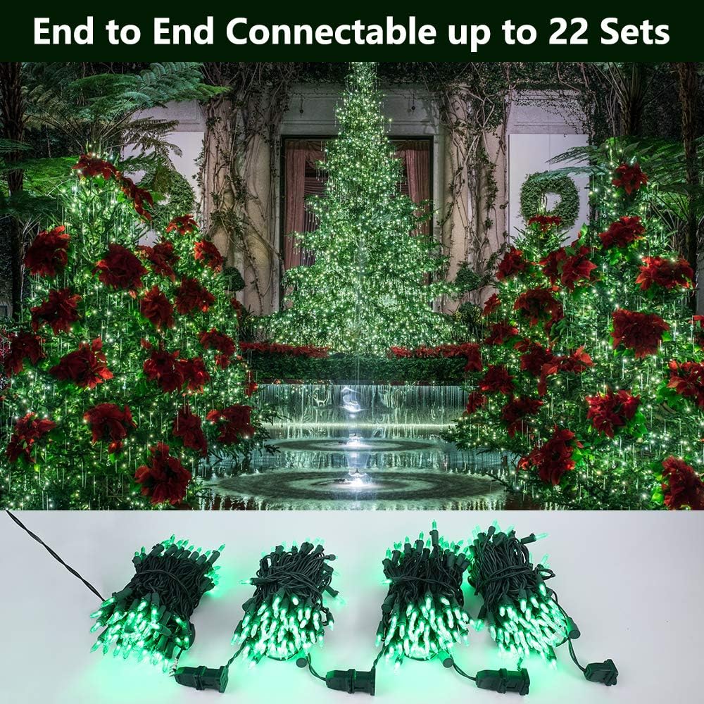 Brizled Green Christmas Lights, 33ft 100 LED Christmas String Lights, 120V UL Certified Plugin Xmas Tree Light Connectable Waterproof Mini Xmas Light for Home Tree Halloween Indoor Outdoor Decorations