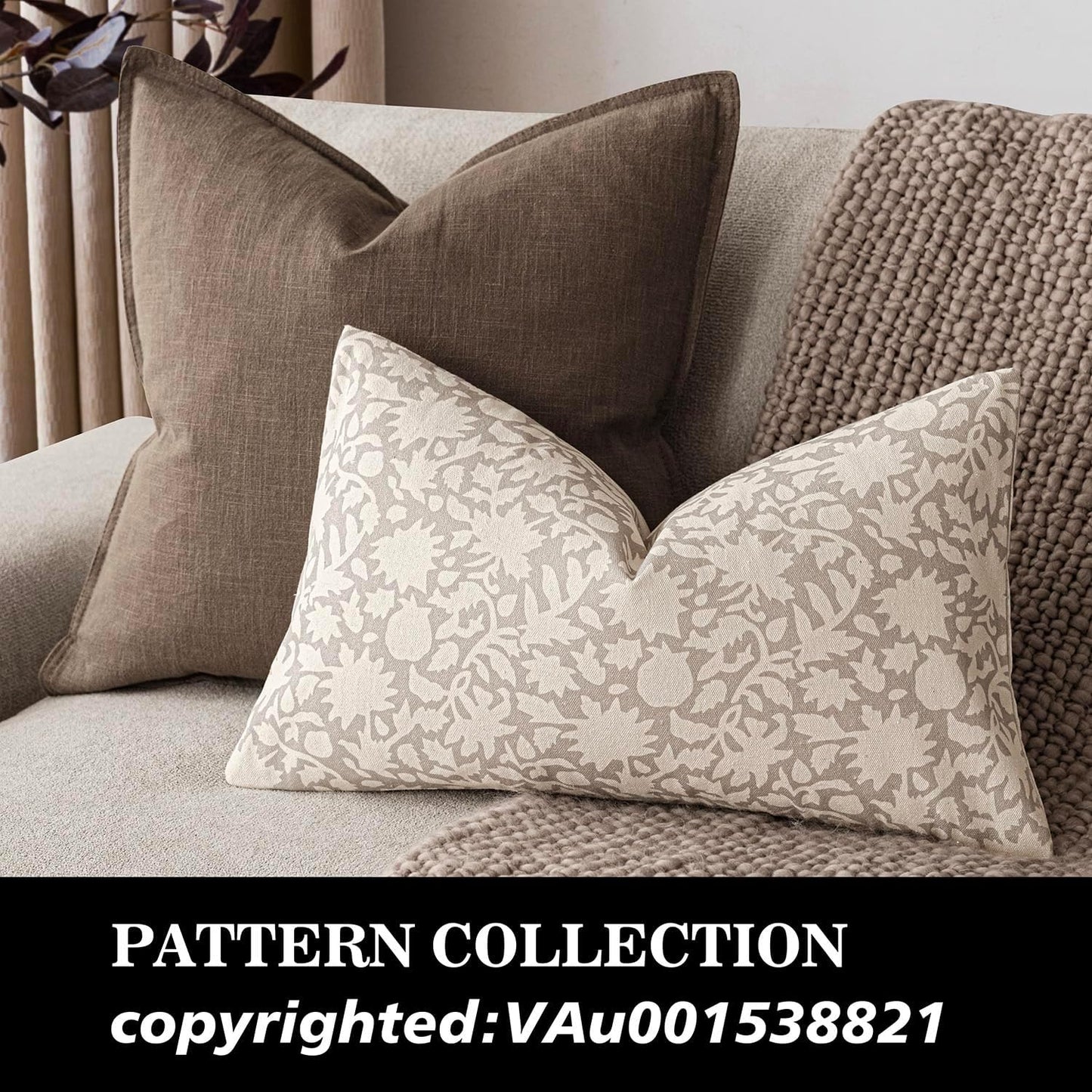 Foindtower Set of 2 Decorative Neutral Floral Throw Pillow Covers Accent Farmhouse Cushion Covers Boho Lumbar Pillowcase for Couch Sofa Bedroom Living Room Home Decor Outdoor,12×20 Inch,Ivory Beige