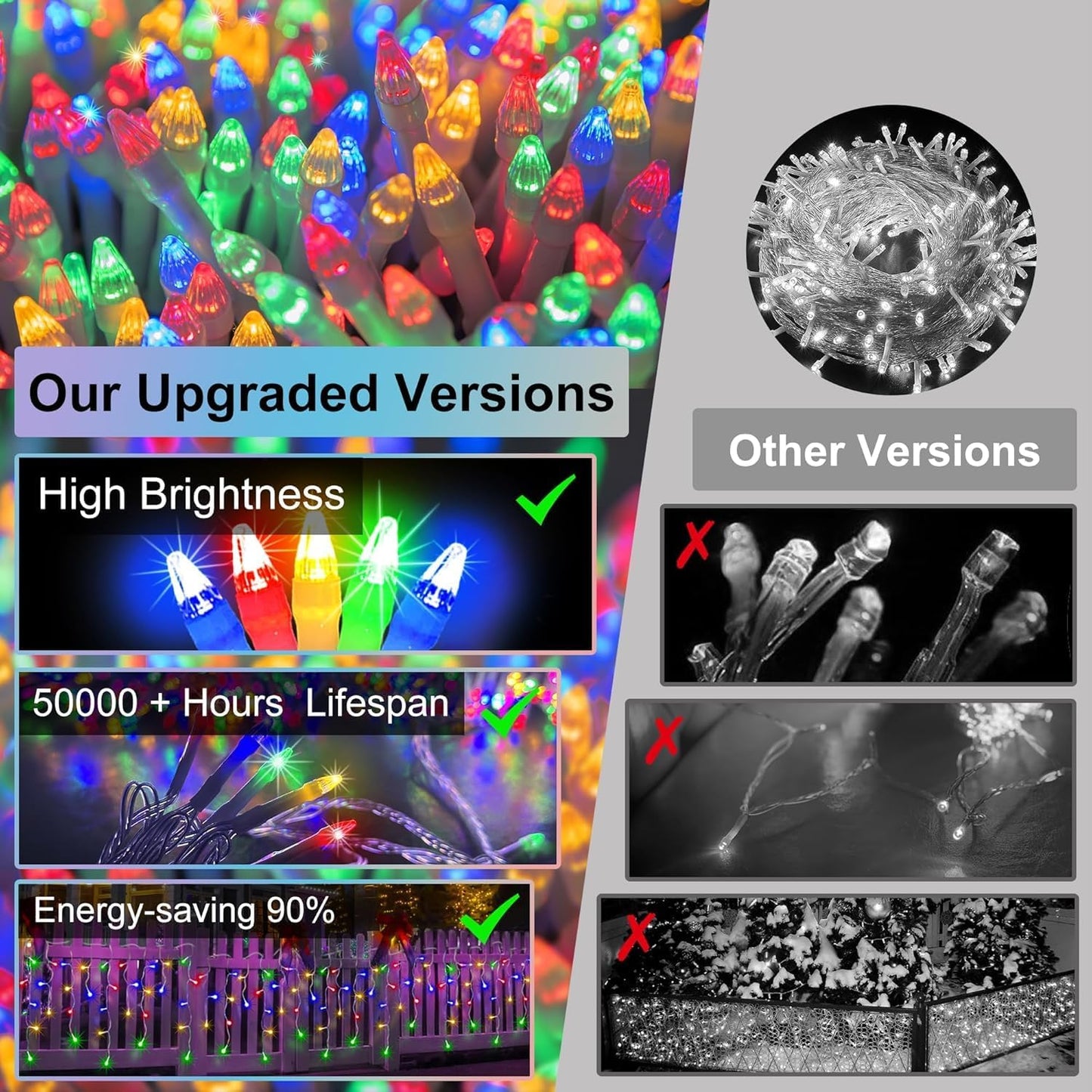 612 LED 60FT Icicle Christmas Lights - 136 Drops Waterproof 12 Modes Memory Timer, Outdoor Hanging Roof Lights for Eaves Gutter Xmas Tree Holiday Decorations Multicolor