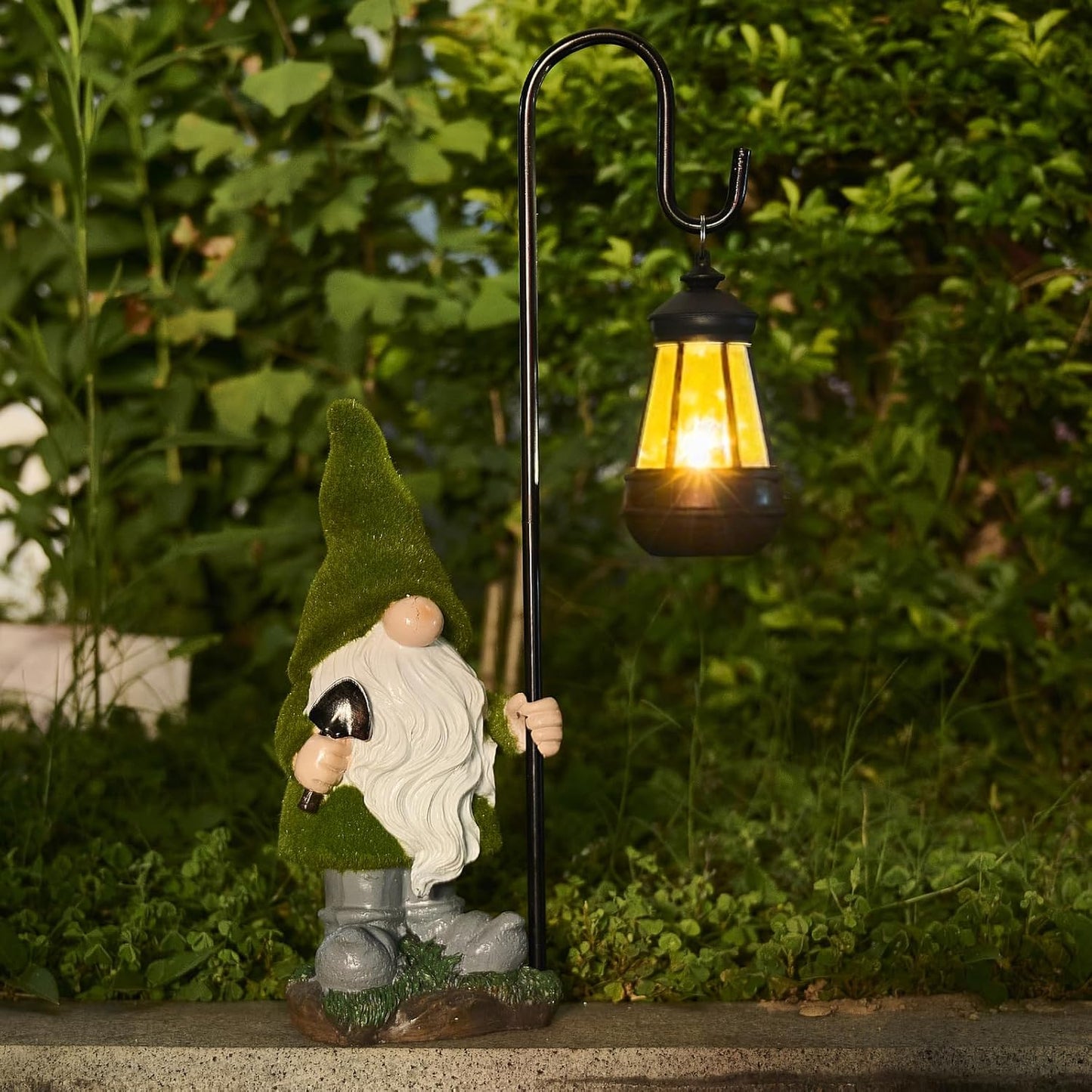 Solar Garden Gnome Decor Outdoor Statue - Gnome With LED Waterproof Sculptures Lights, Cute Gnome Pond/Yard Statues Outside Decoration, Home, Lawn, Patio, Resin Animal Ornament, Women/Gardening Gift