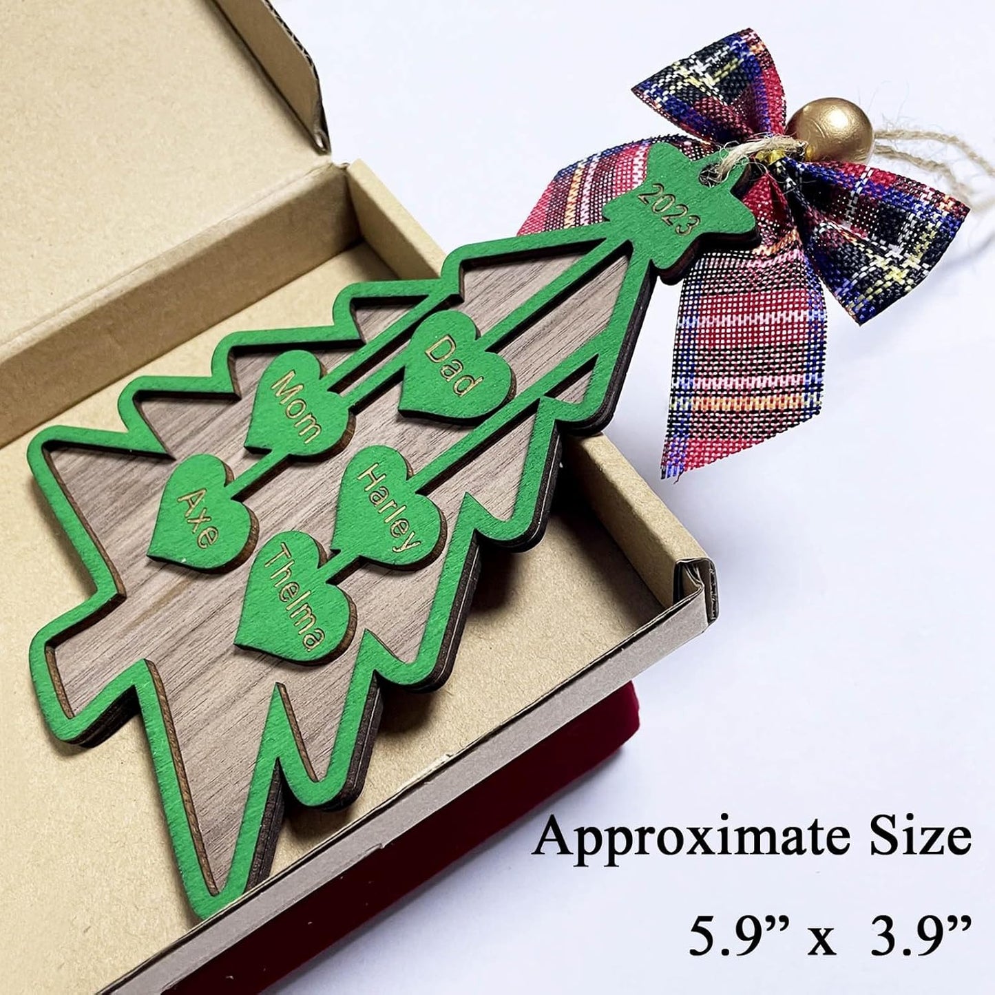 2025 Personalized Christmas Ornaments Family of 2/3/4/5/6/7/8,Custom Christmas Tree Ornaments Deorations with Names,Customized Xmas Ornament Tree Deorations,Personalized Wooden Ornament Gifts