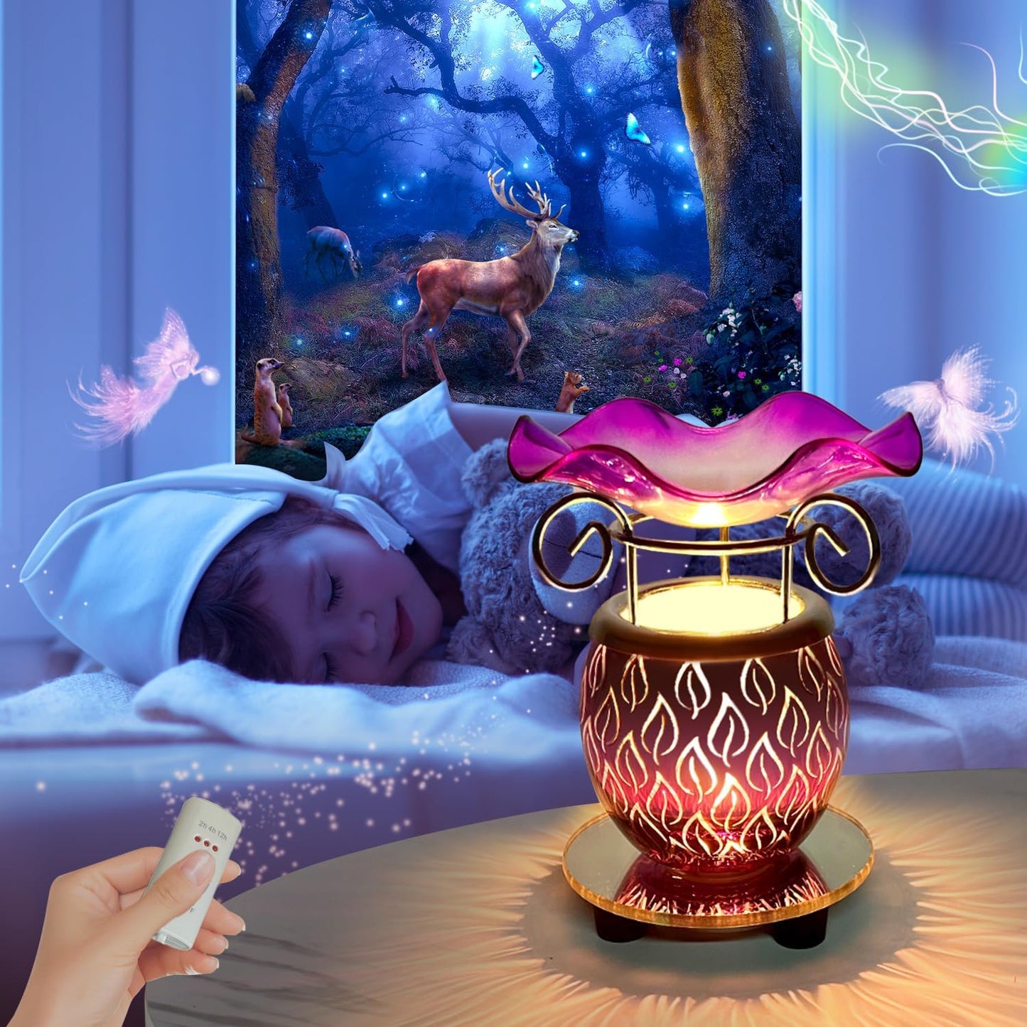 HUNANBANG Electric Scented Wax Warmer with Auto Off Timer - Candle Wax Melt Fragrance Burner (Candlelight-Purple)